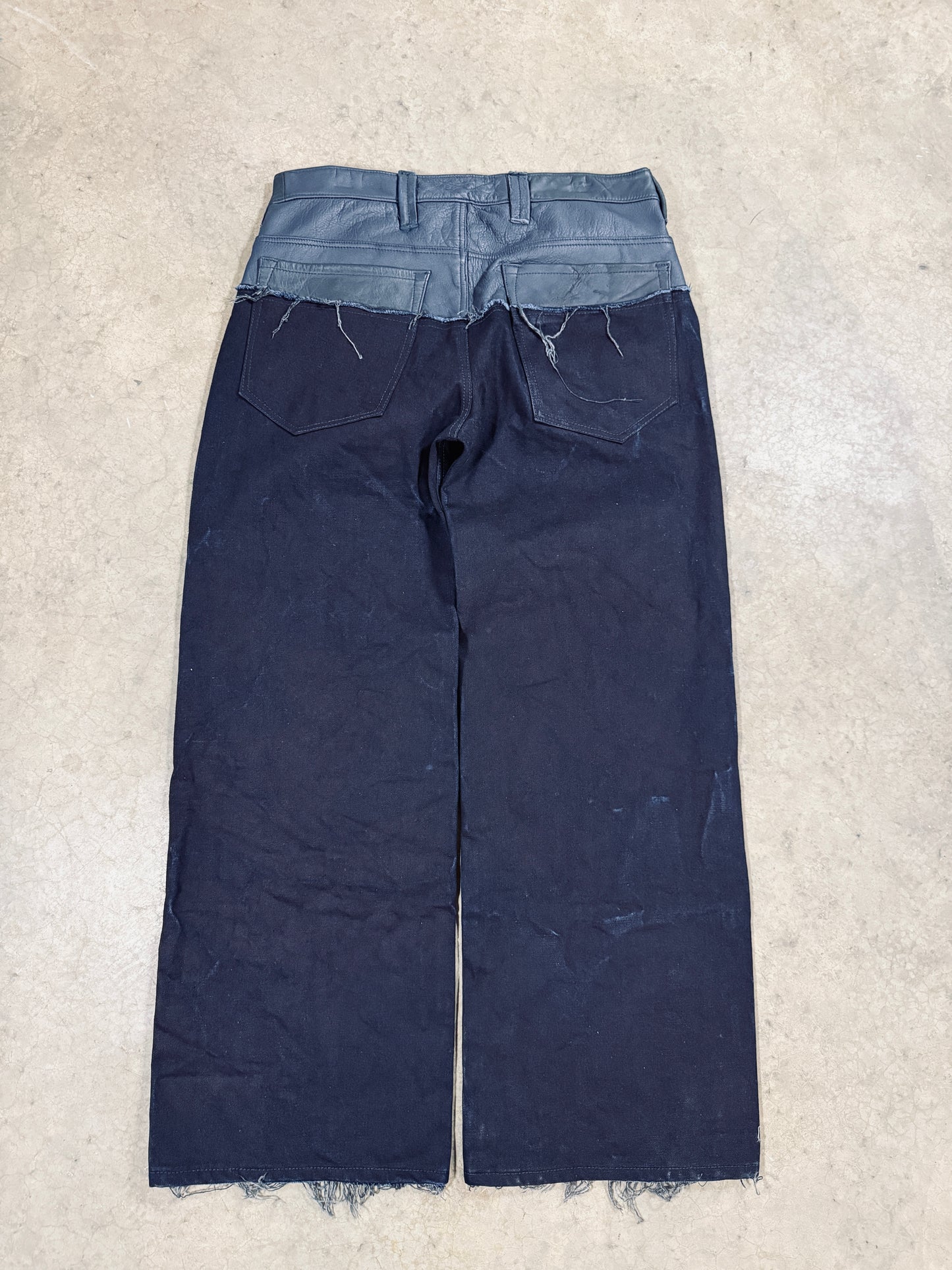 Leather dipped selvedge denim loose