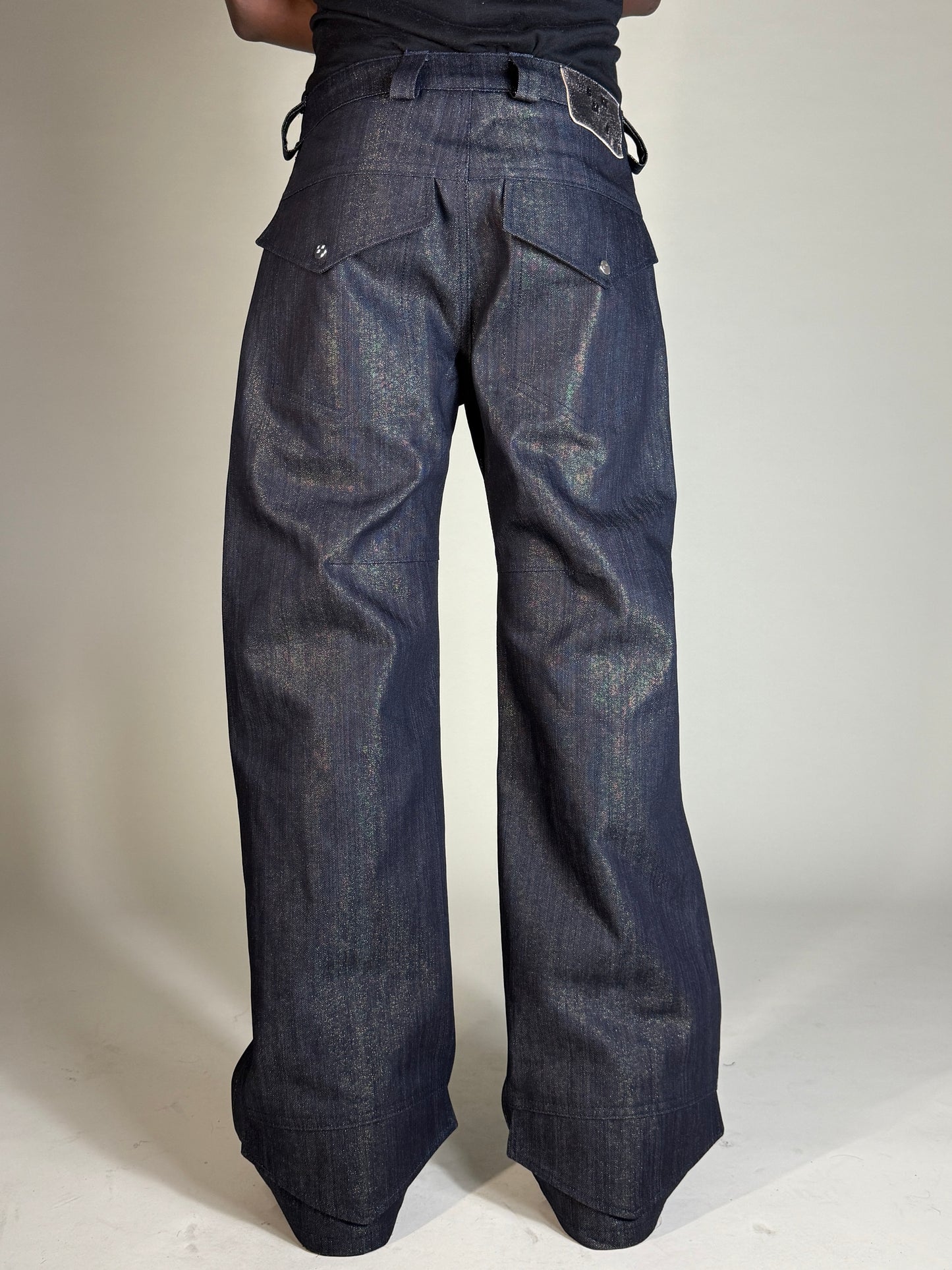 Deviant cut gold twill denim
