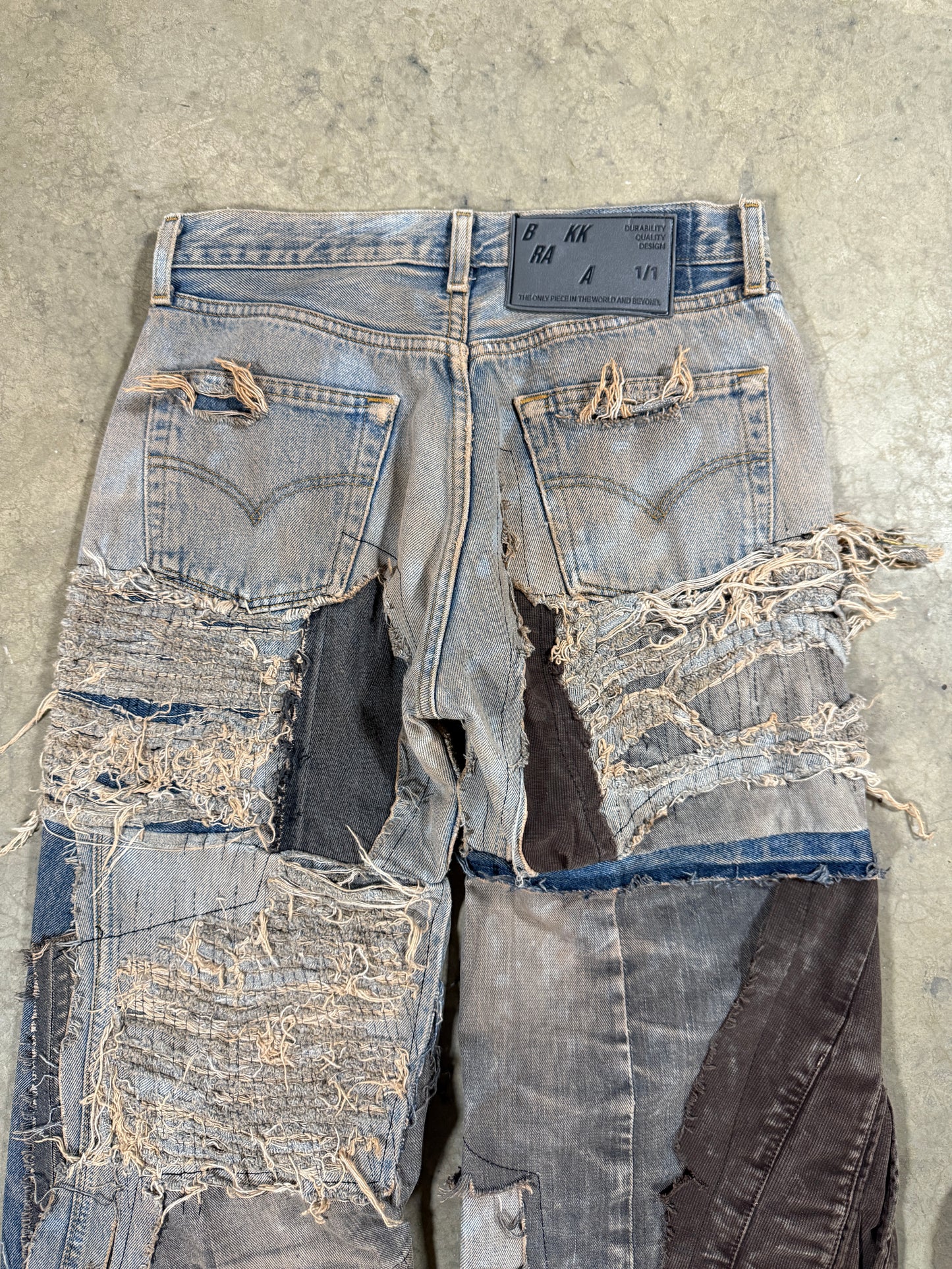 Distressed reworked denim