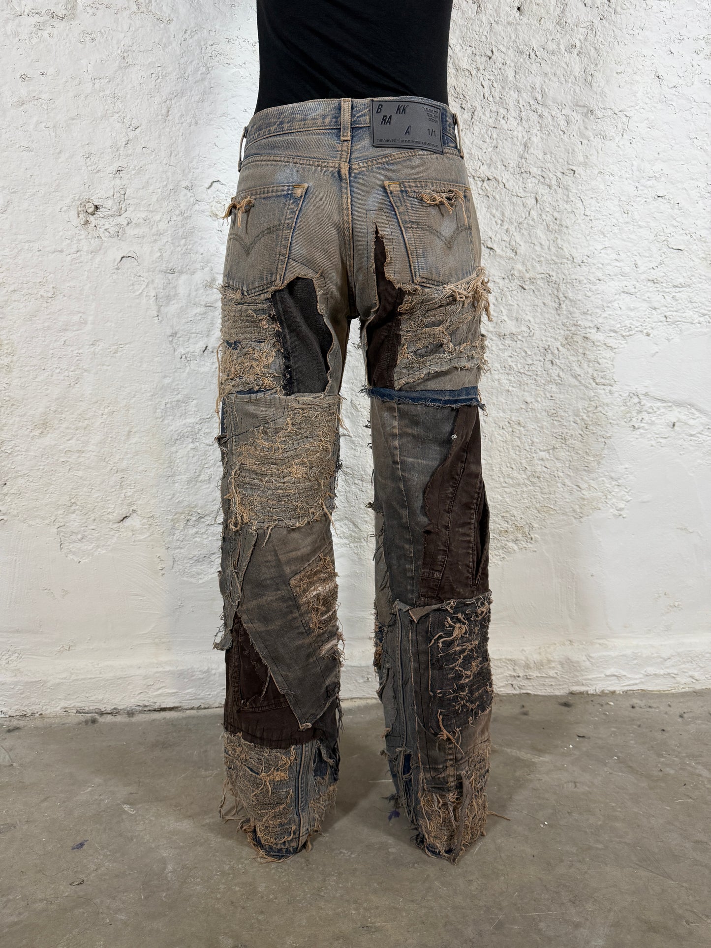 Distressed reworked denim