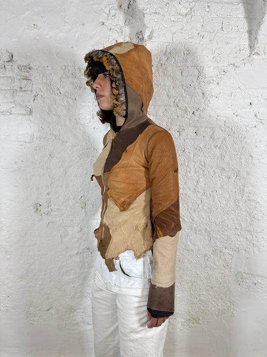 fitted leather jacket crème