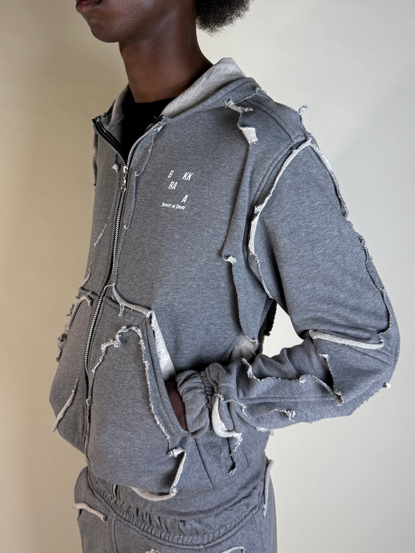 Cut-out hooded zipup