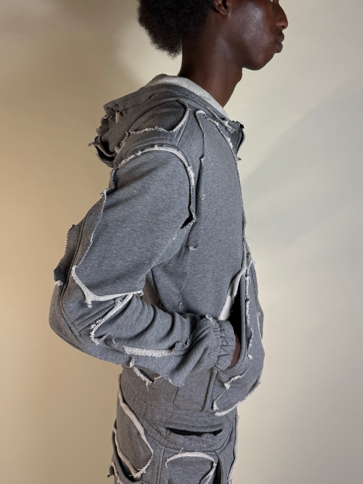 Cut-out hooded zipup