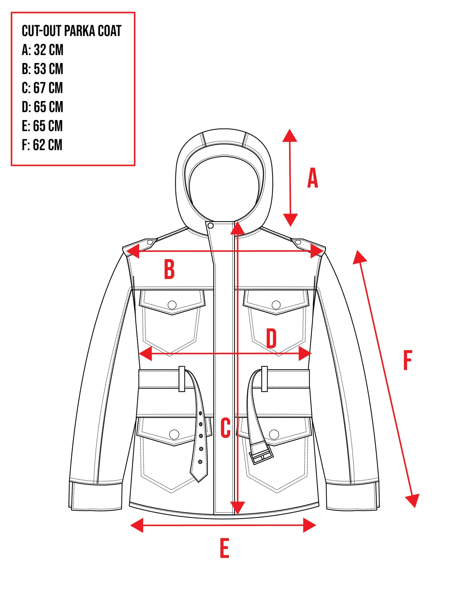 Cut-out parka sample