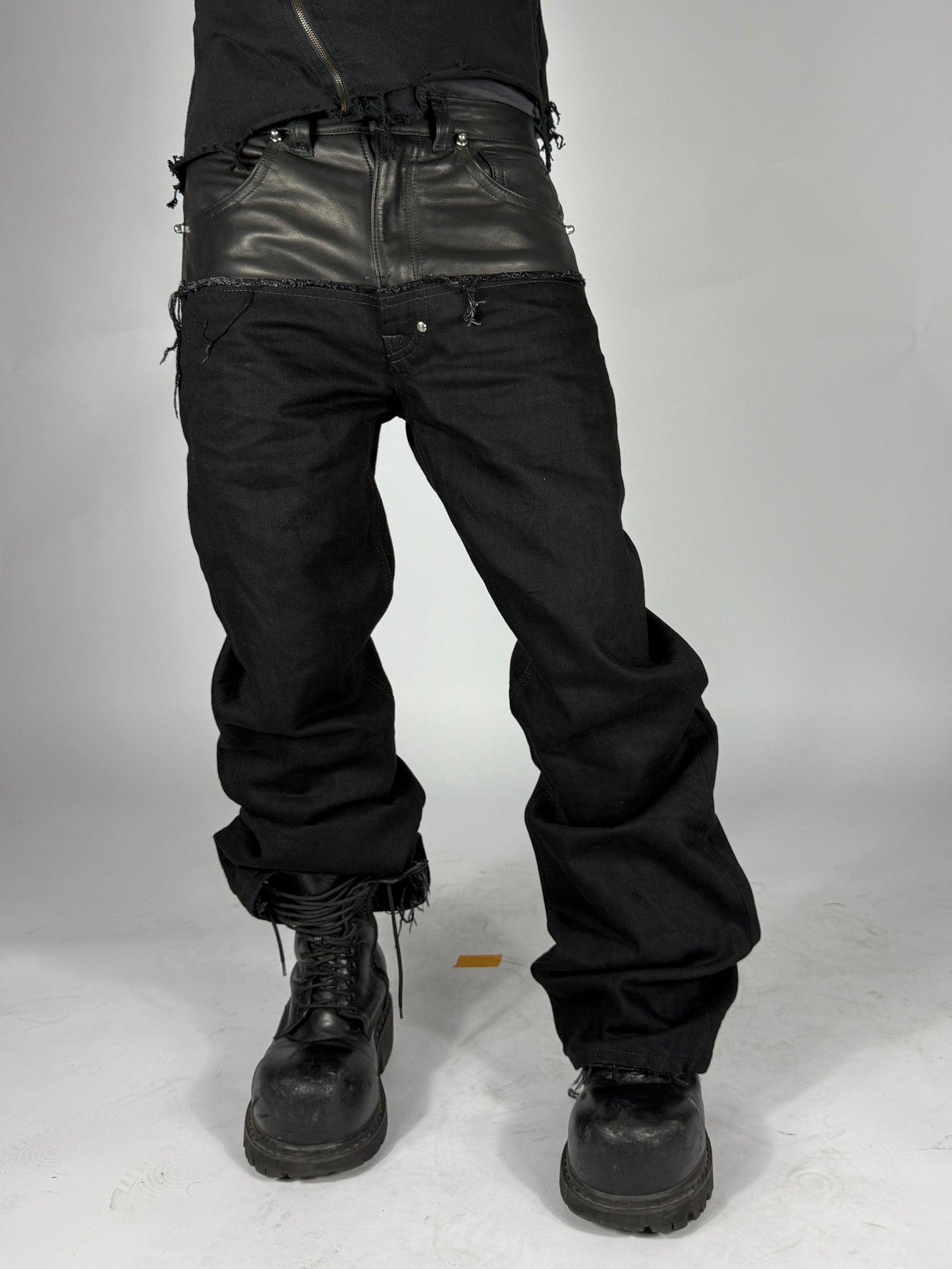 Leather dipped Selvedge Denim flared