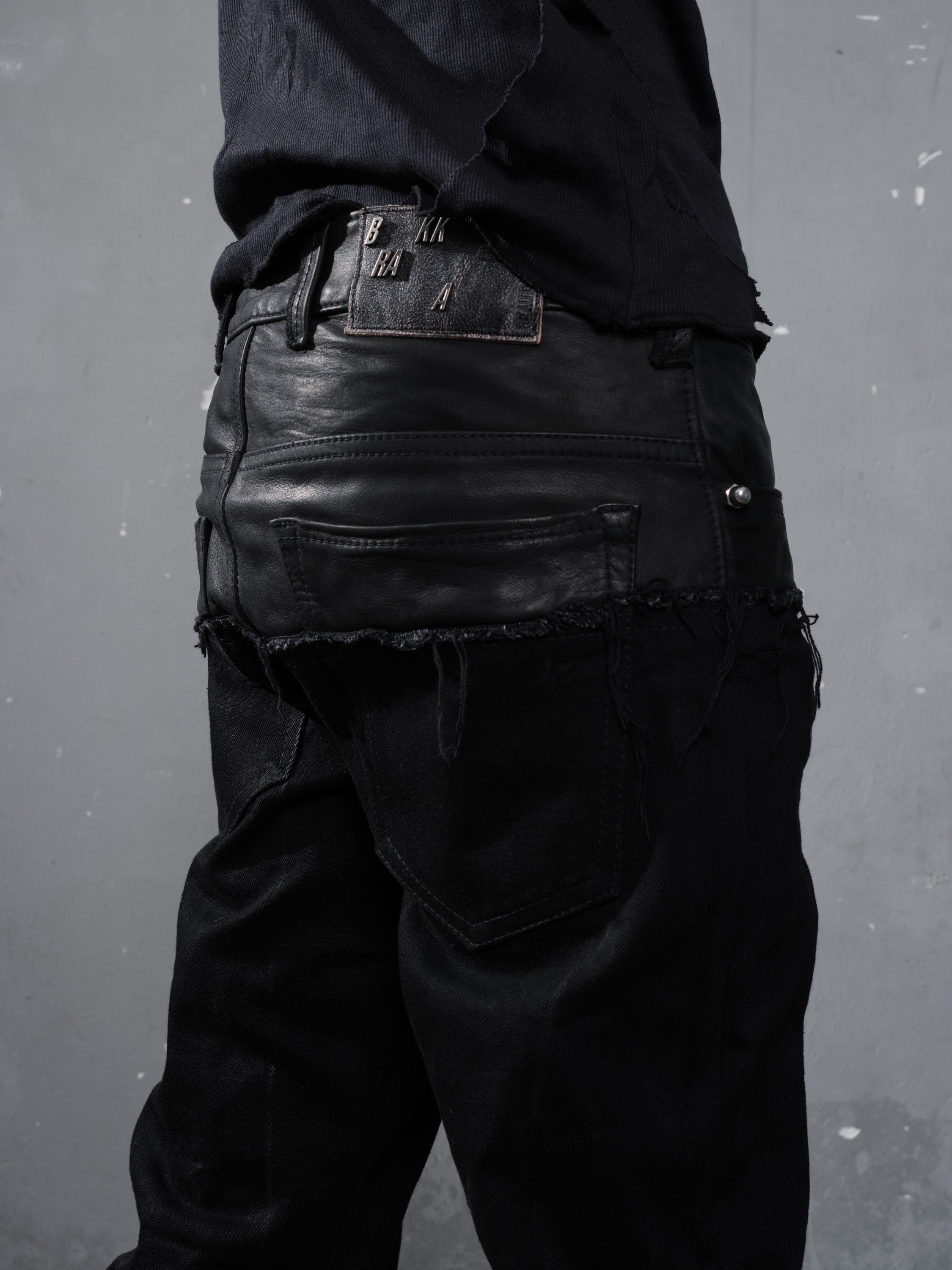 Leather dipped Selvedge Denim flared