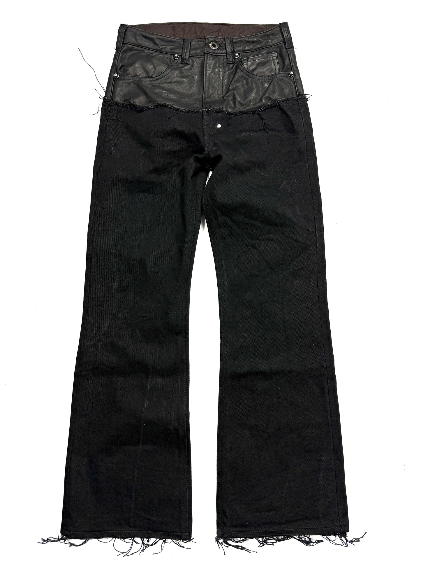 Leather dipped Selvedge Denim flared