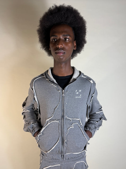 Cut-out hooded zipup