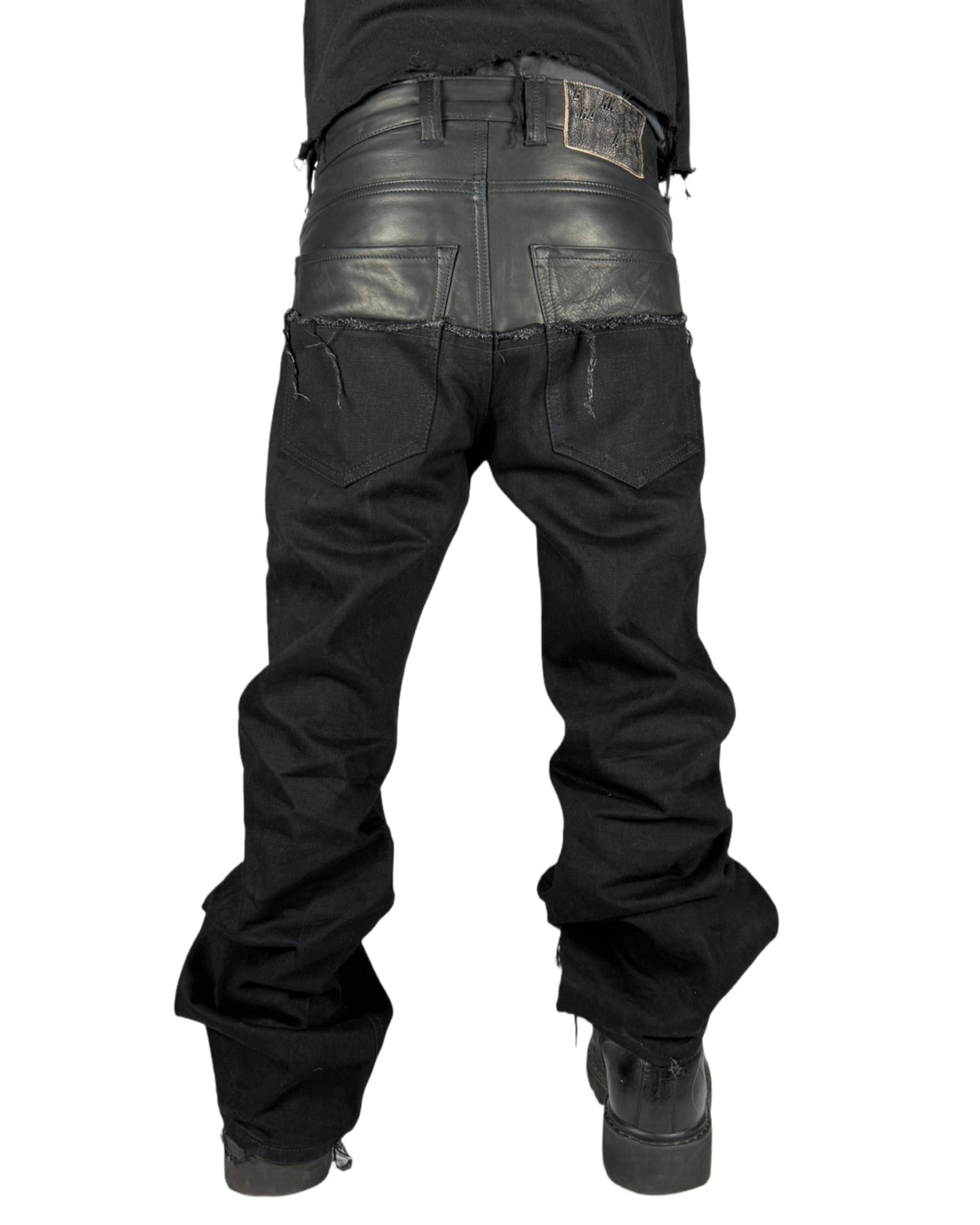 Leather dipped Selvedge Denim flared