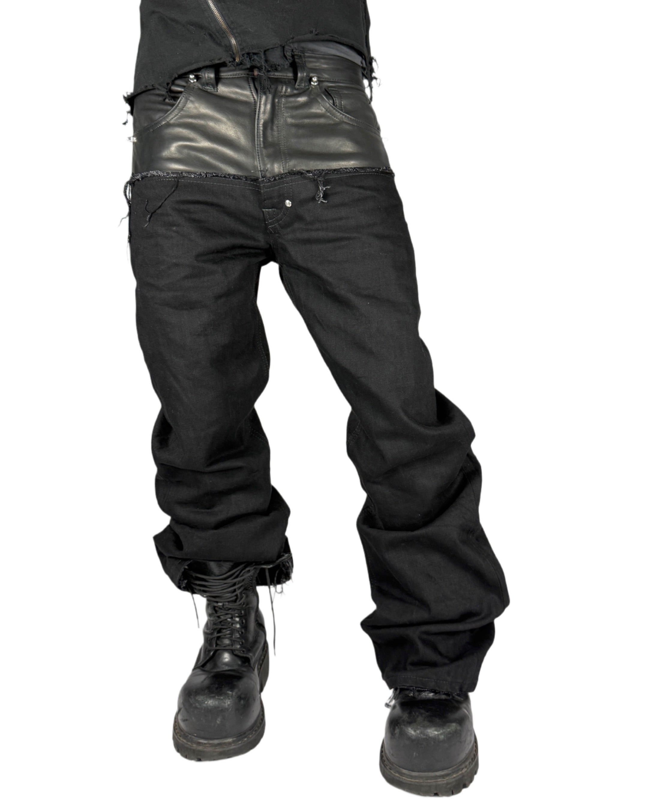 Leather dipped Selvedge Denim flared