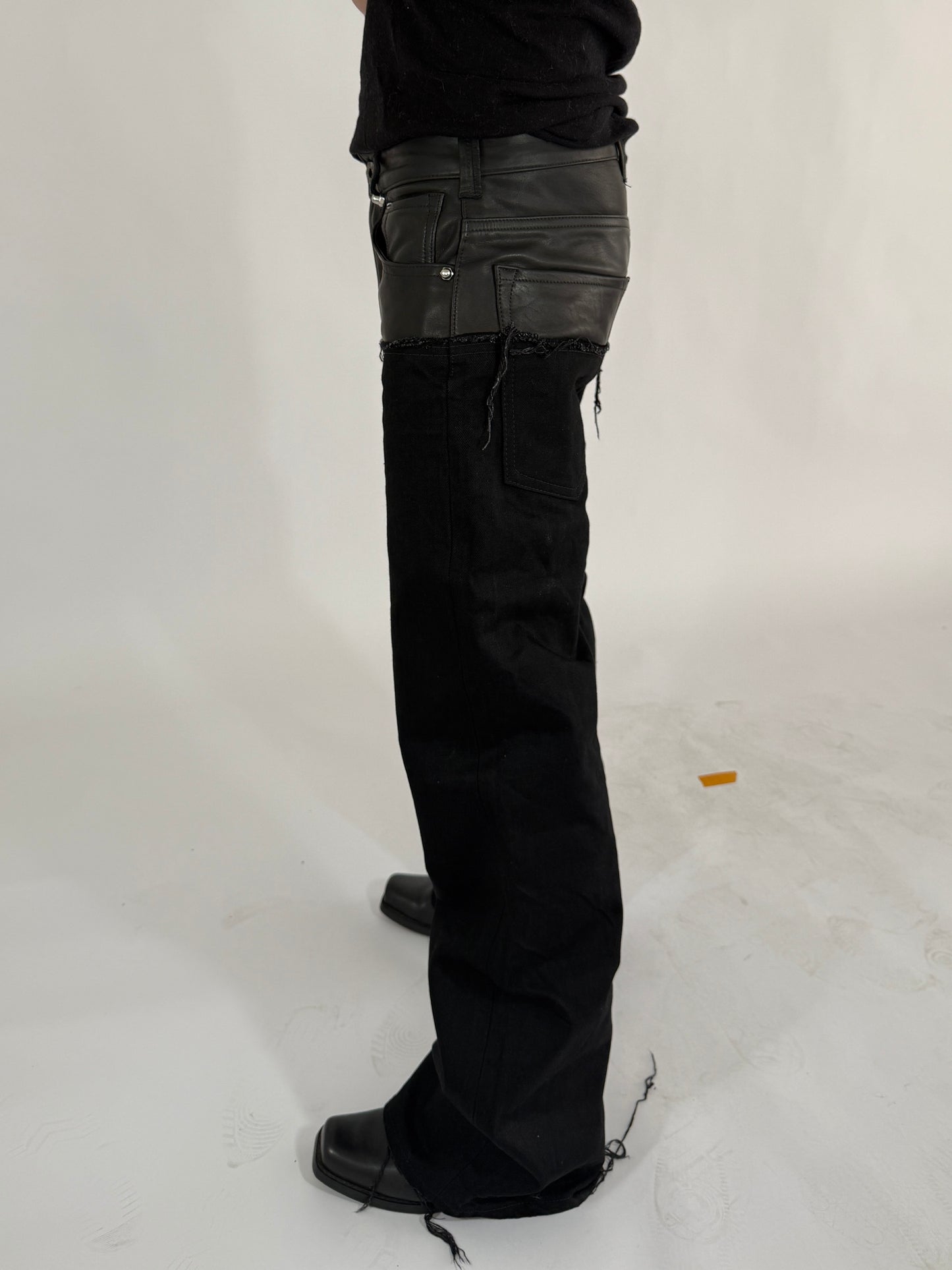 Leather dipped Selvedge Denim flared