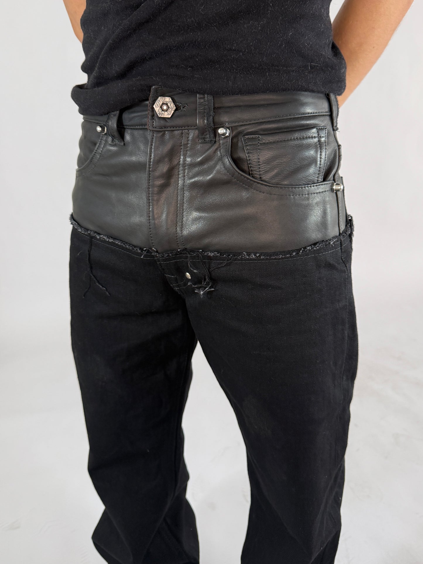 Leather dipped Selvedge Denim flared