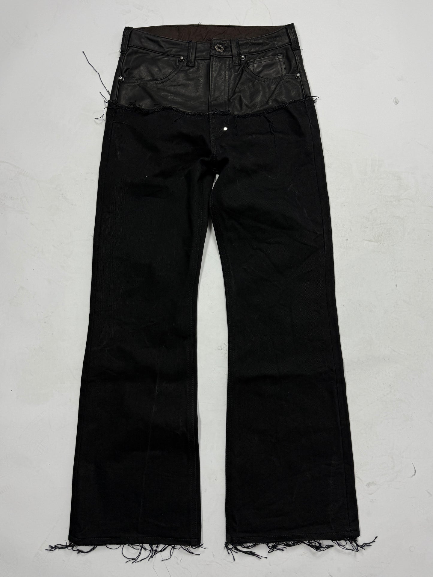 Leather dipped Selvedge Denim flared