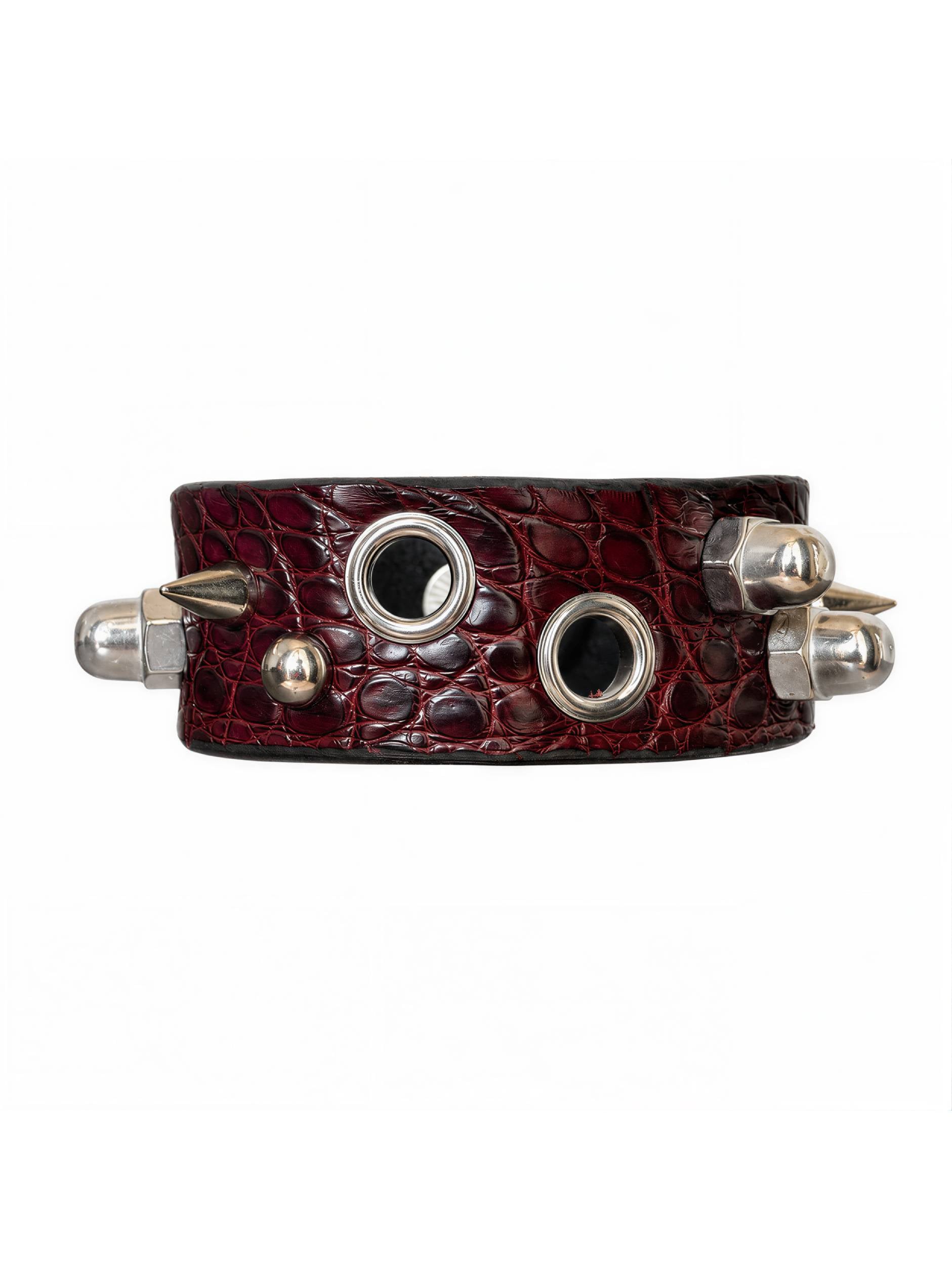 BORDEAUX BROWN ASYMMETRIC ALLIGATOR