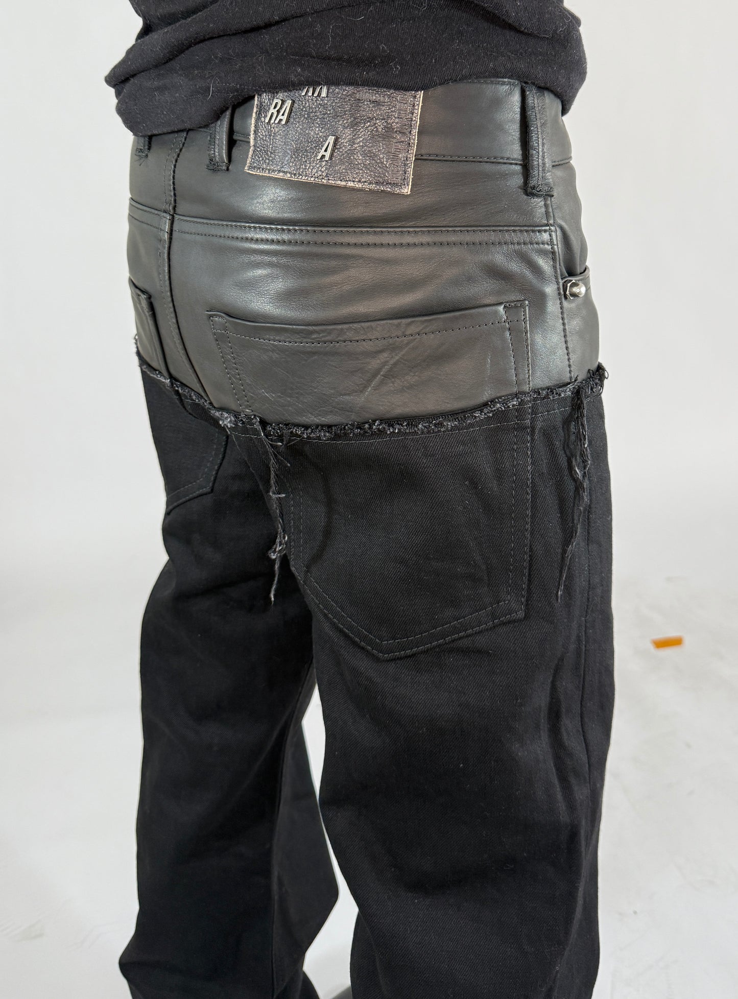 Leather dipped Selvedge Denim flared