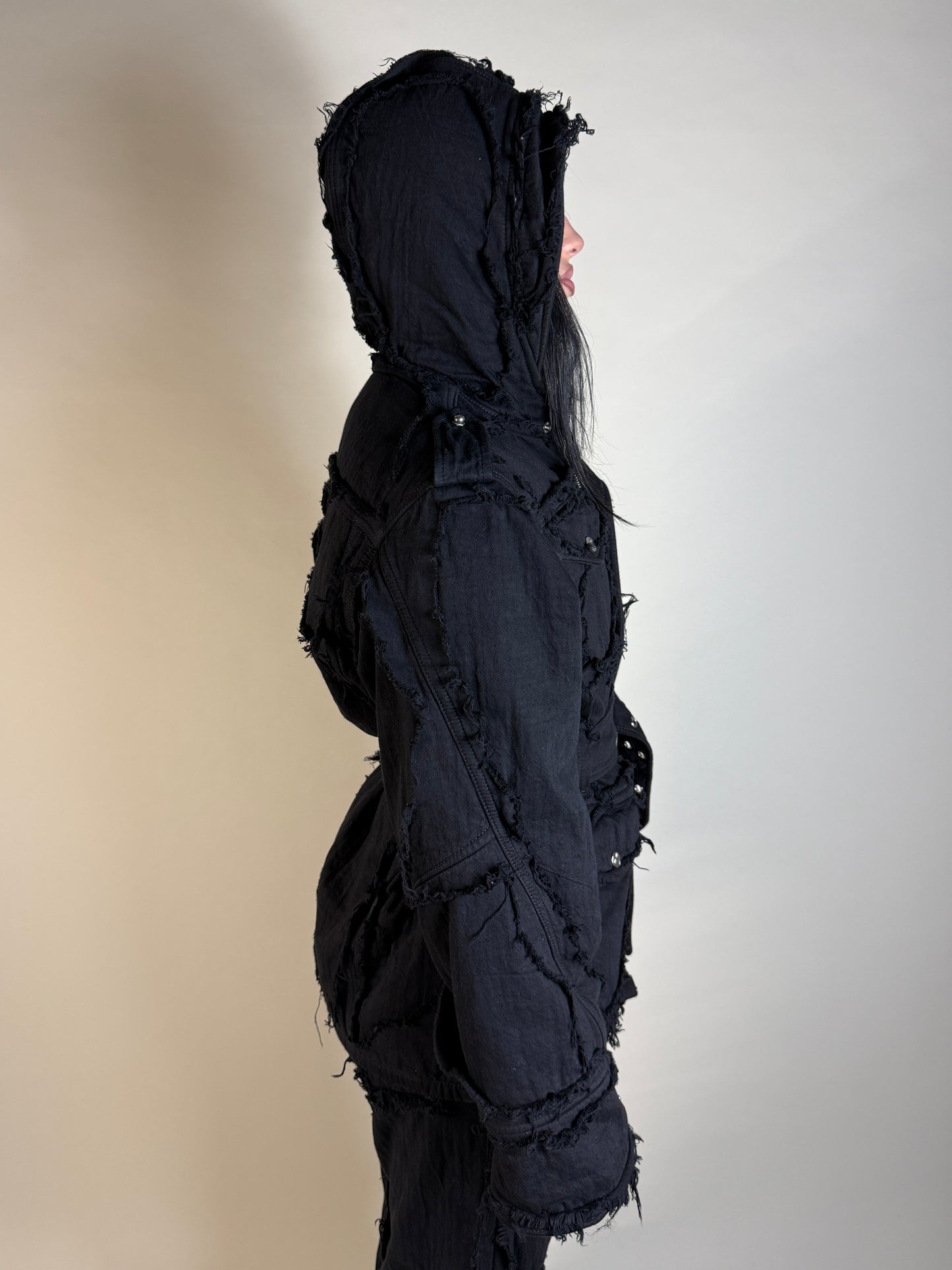 Cut-out parka jacket black