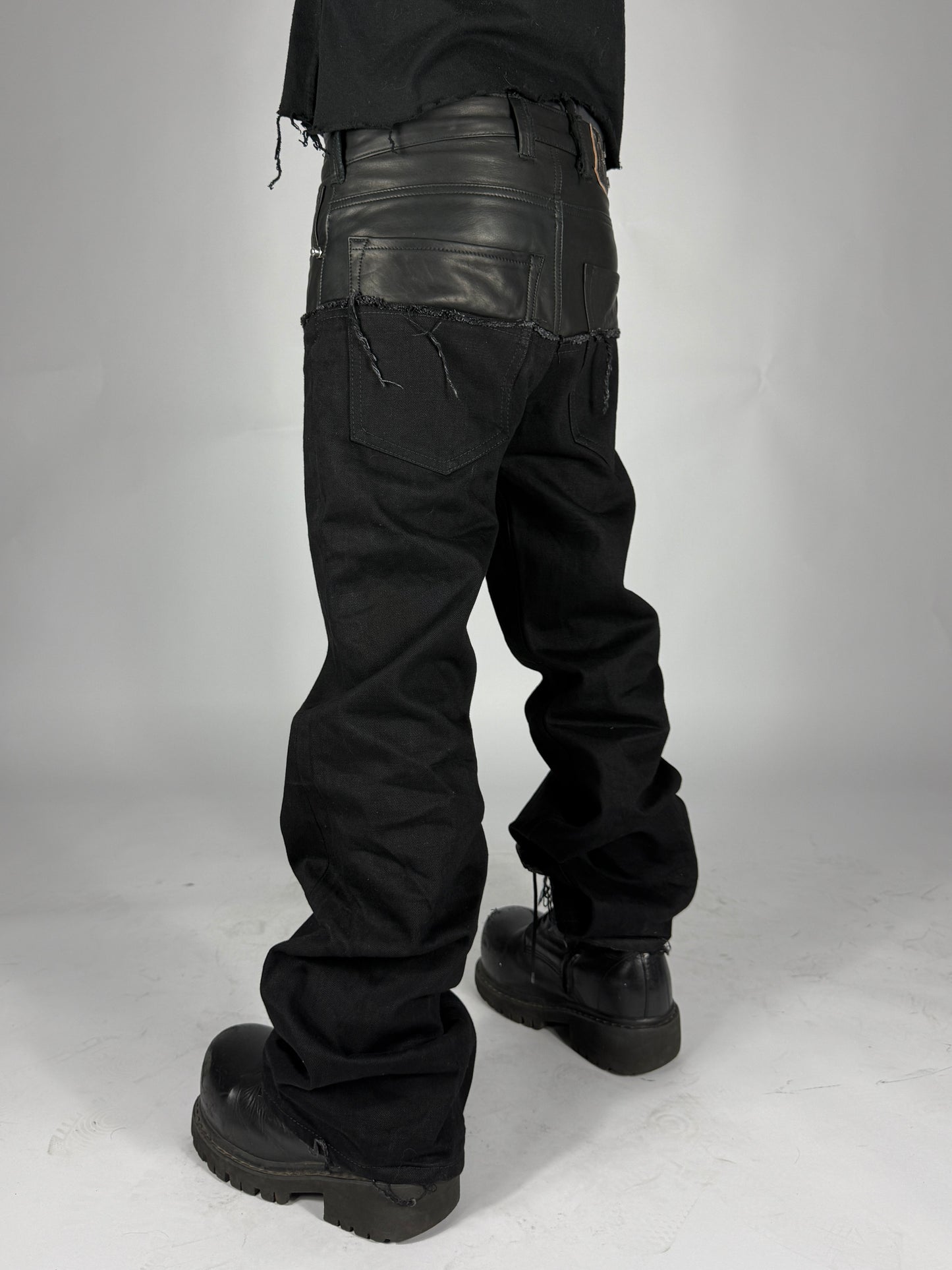 Leather dipped Selvedge Denim flared