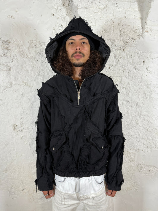 Cut-out anorak jacket black