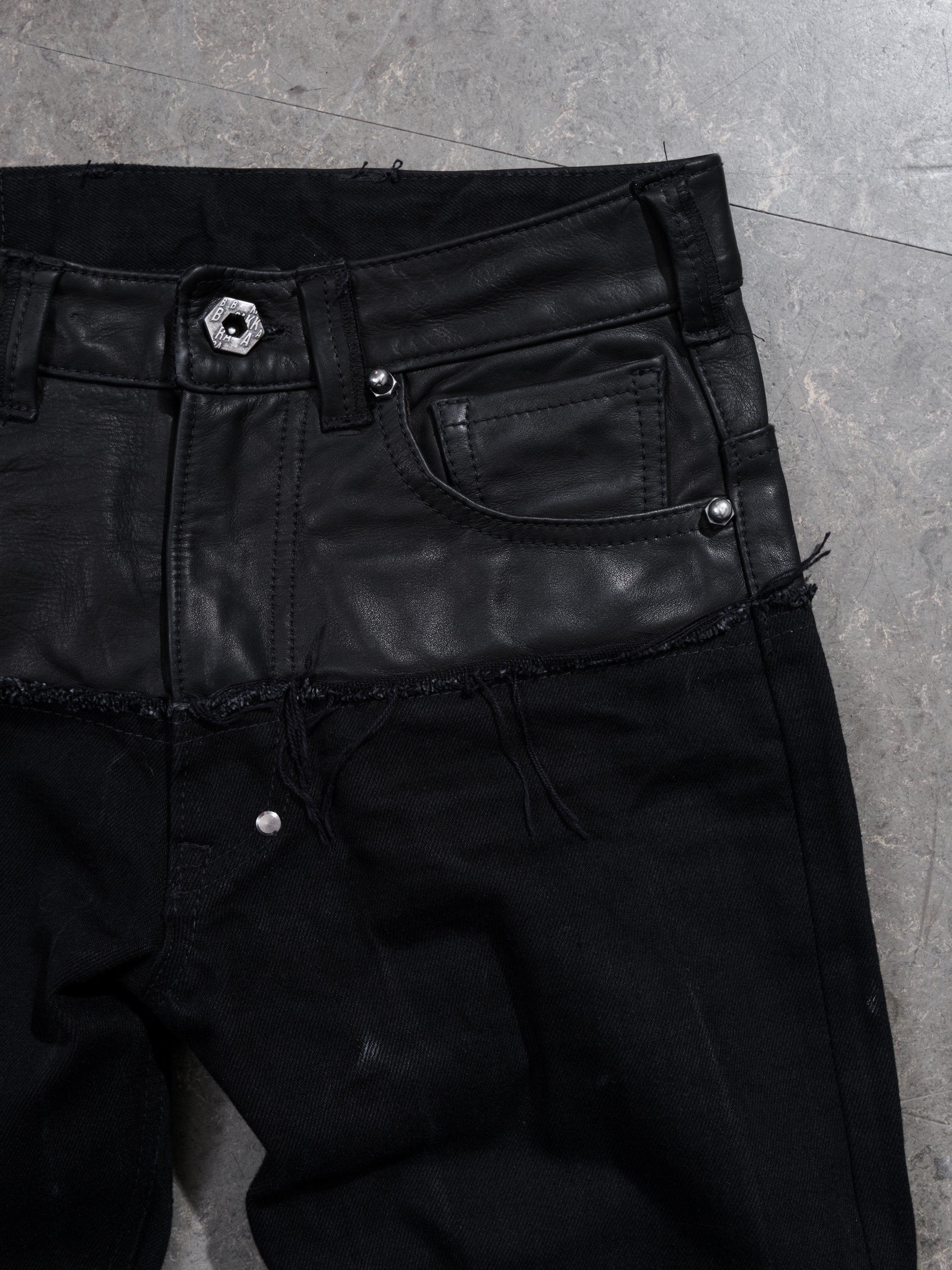 Leather dipped Selvedge Denim flared