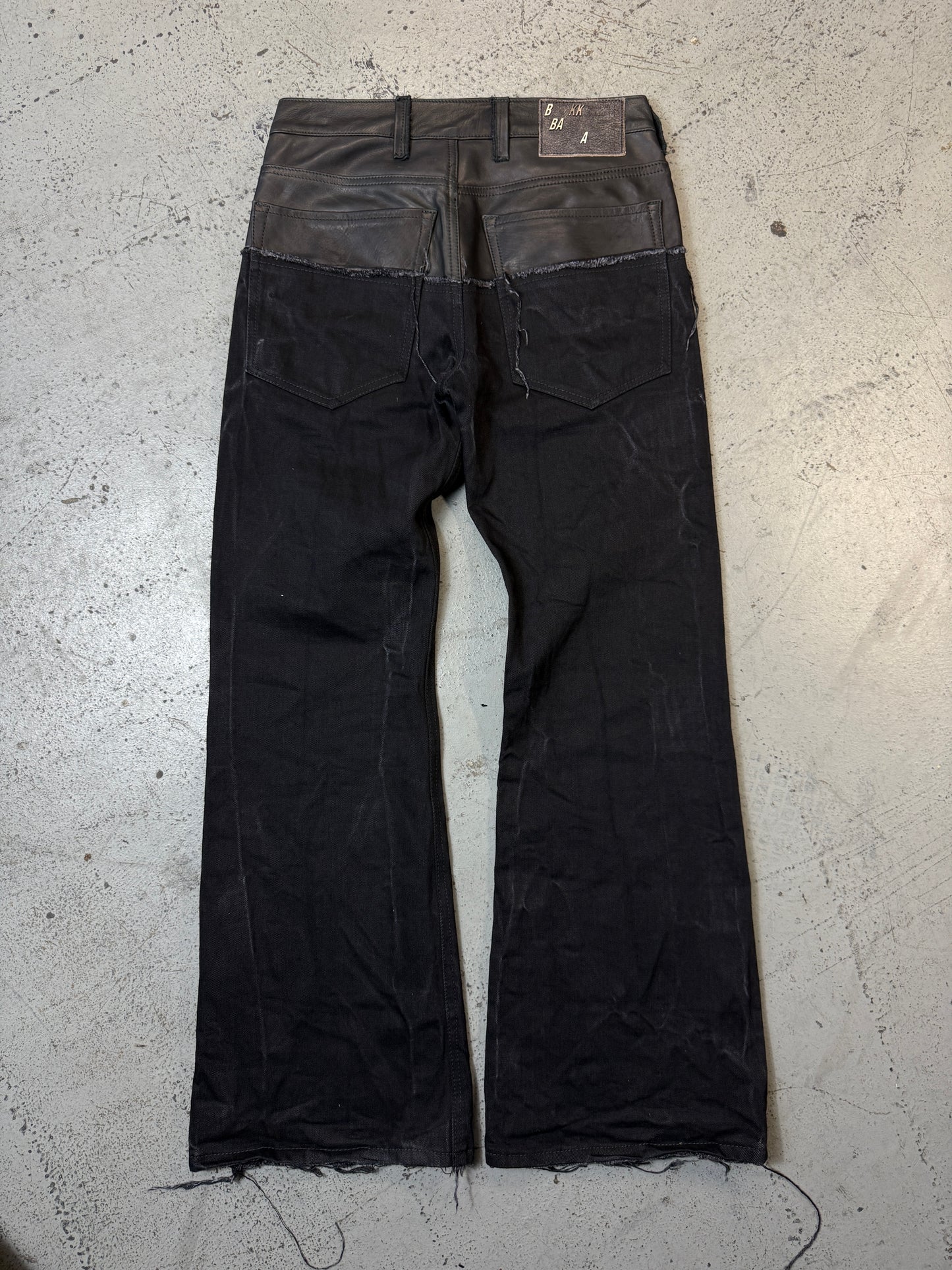 Leather dipped Selvedge Denim flare