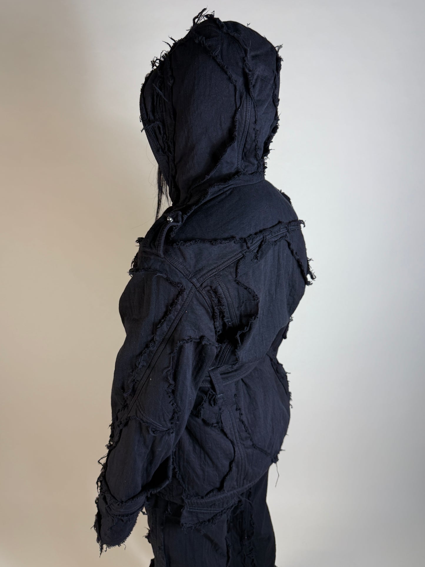 Cut-out parka jacket black