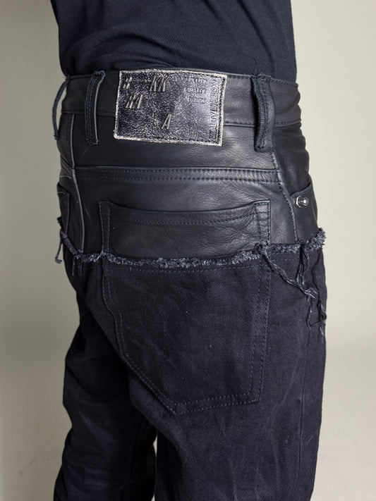 Leather dipped Selvedge Denim flared