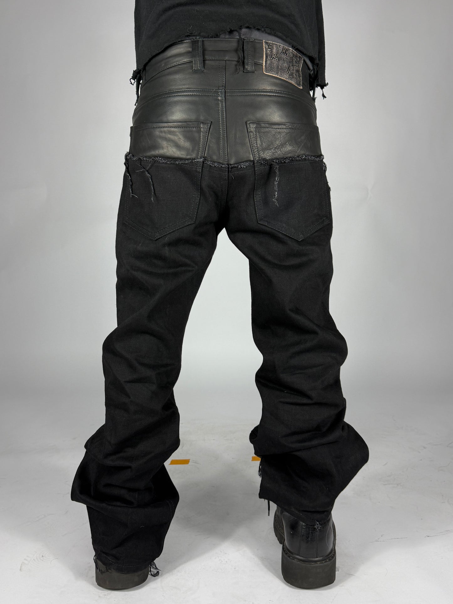 Leather dipped Selvedge Denim flared