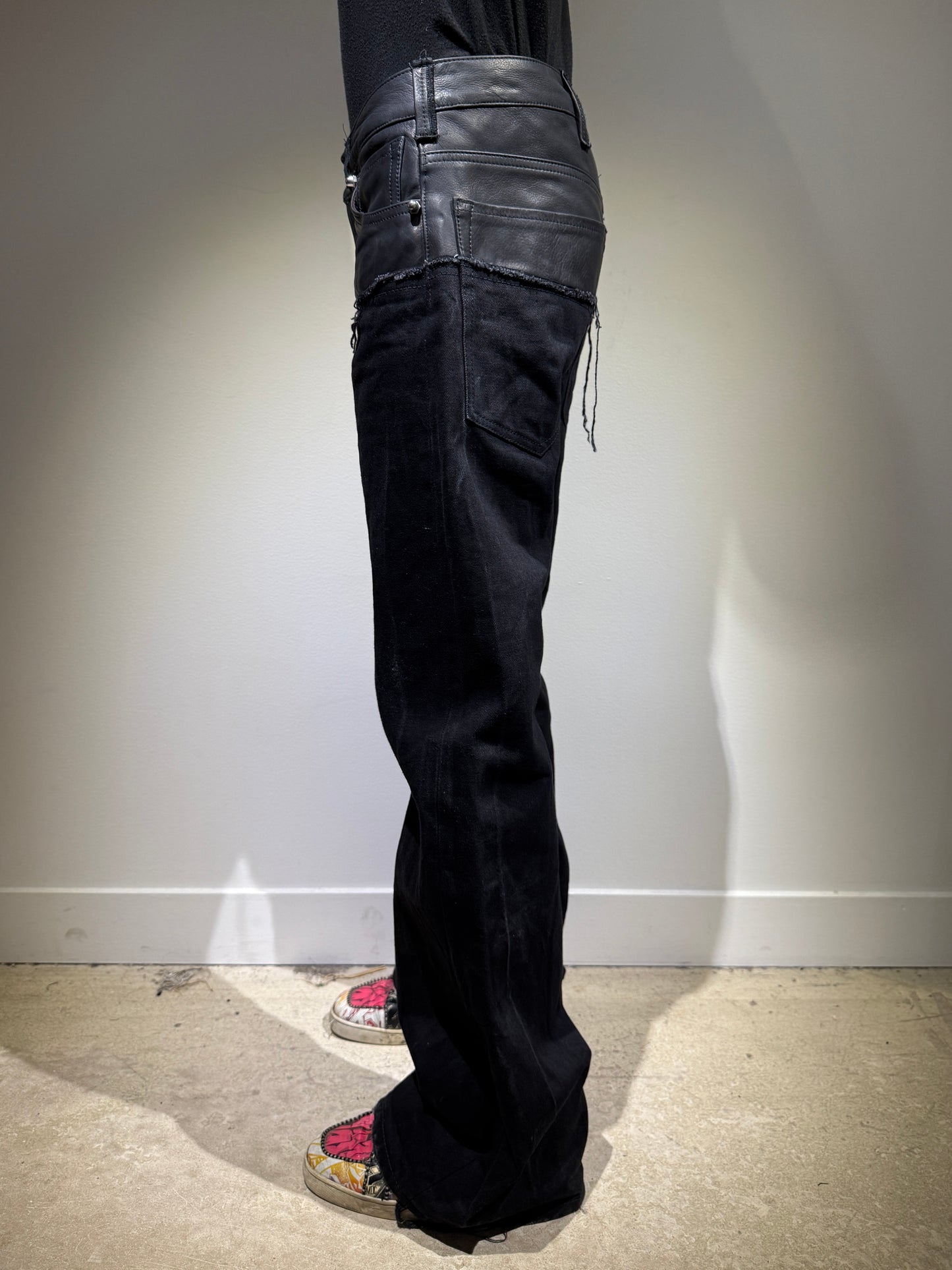 Leather dipped Selvedge Denim flare