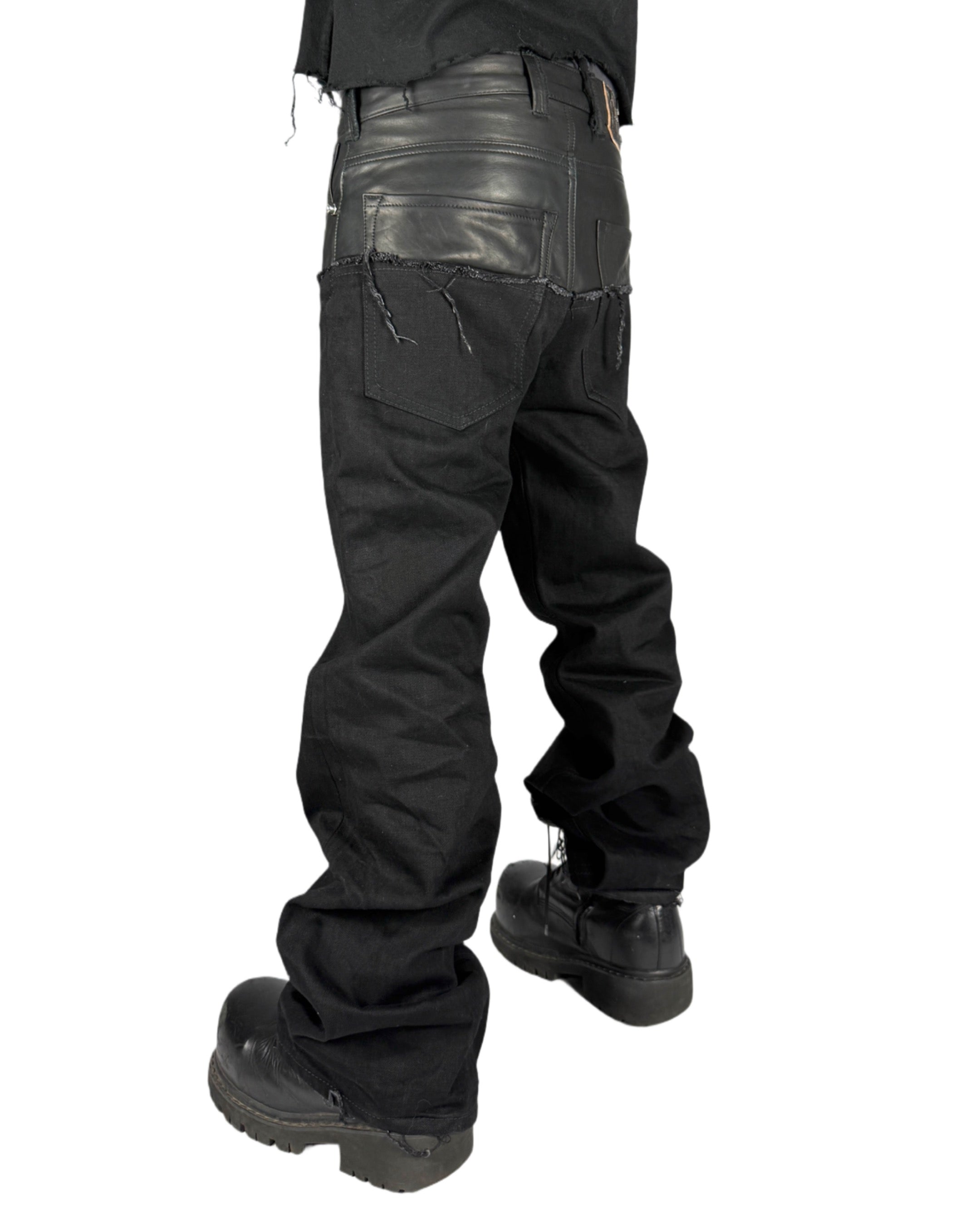 Leather dipped Selvedge Denim flared