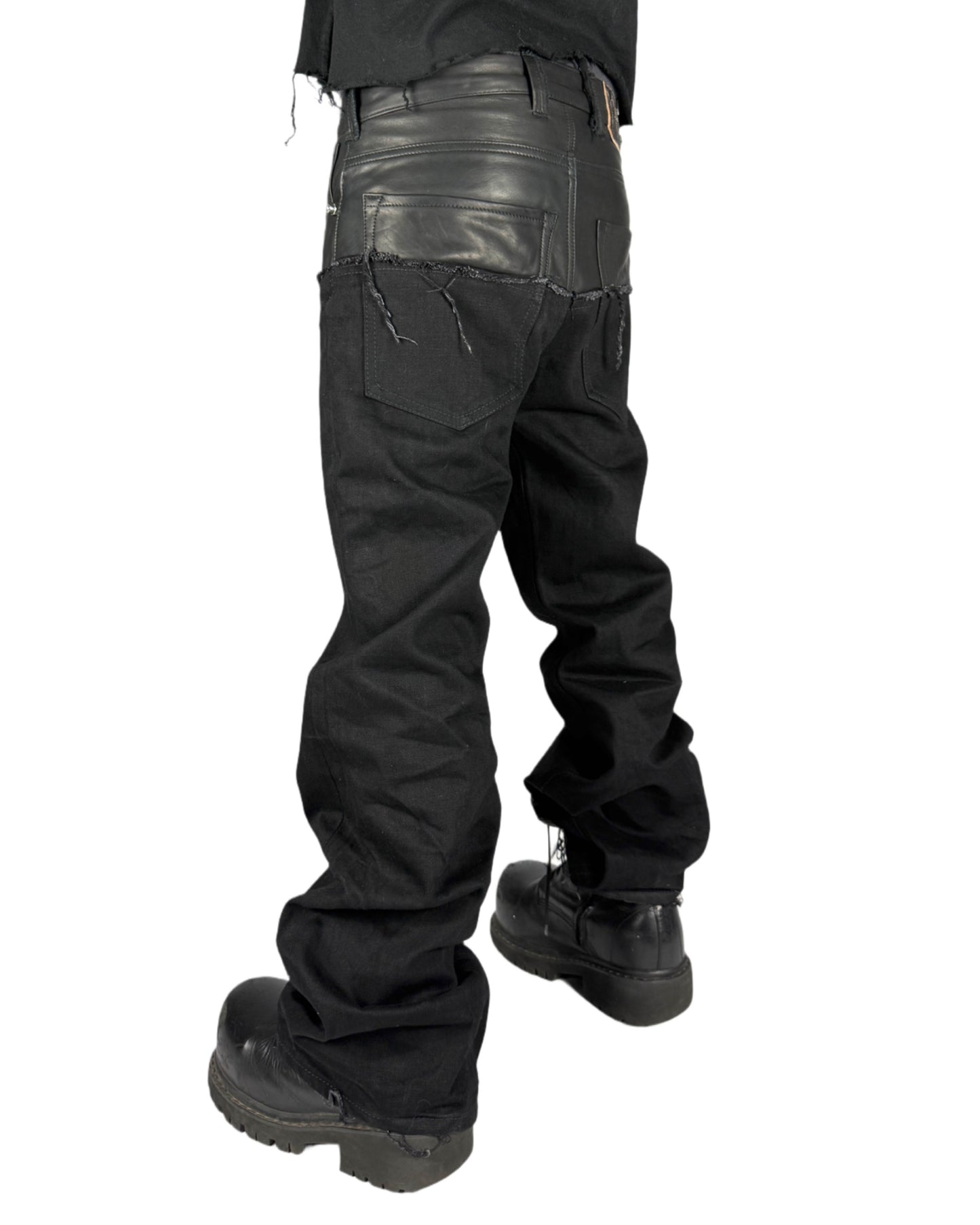 Leather dipped Selvedge Denim flared