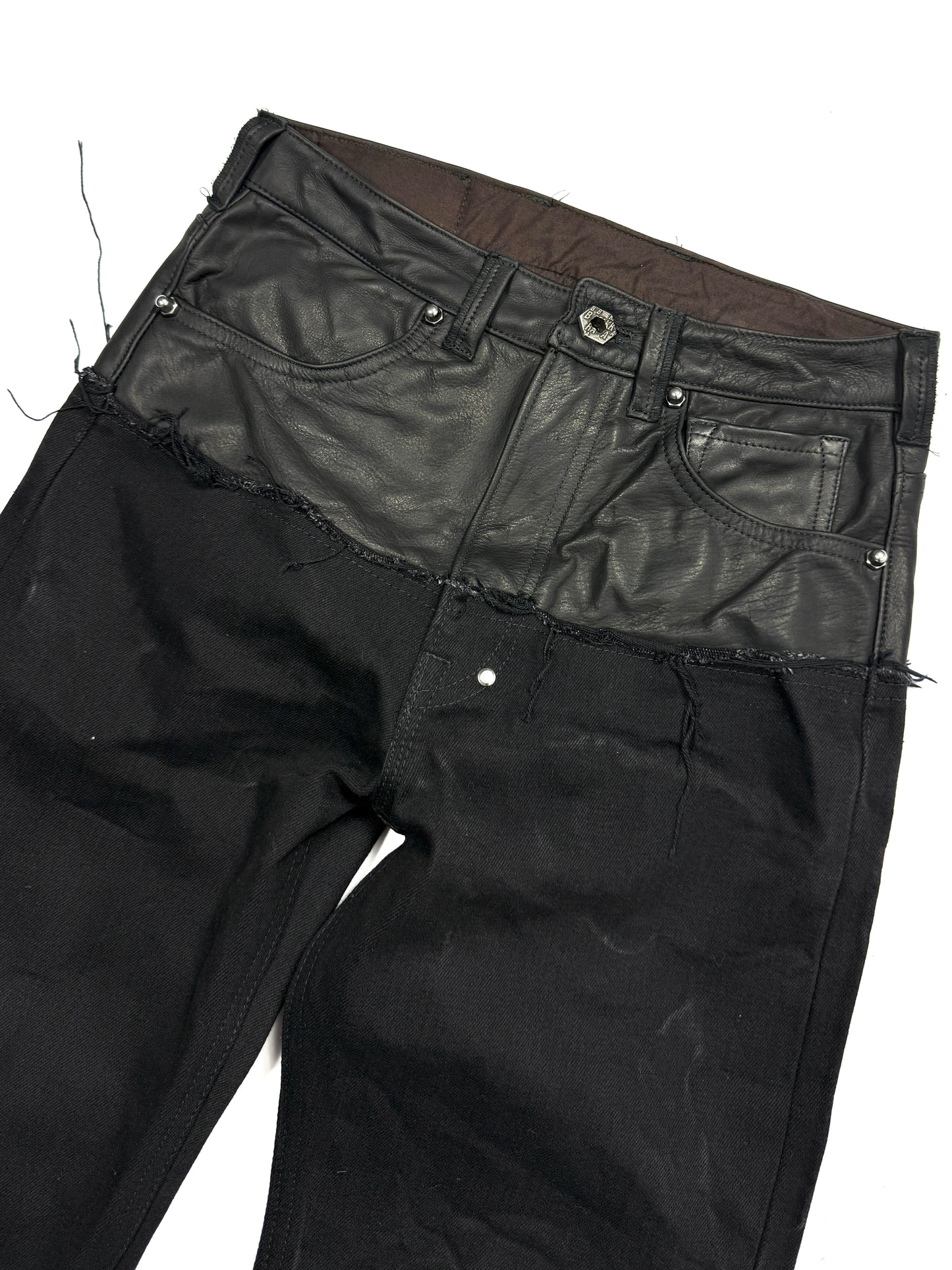 Leather dipped Selvedge Denim flared