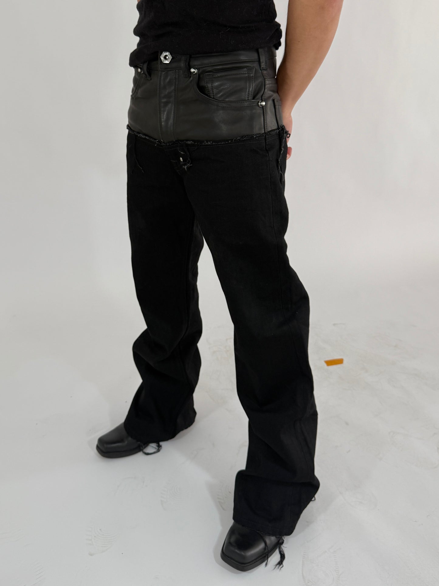 Leather dipped Selvedge Denim flared