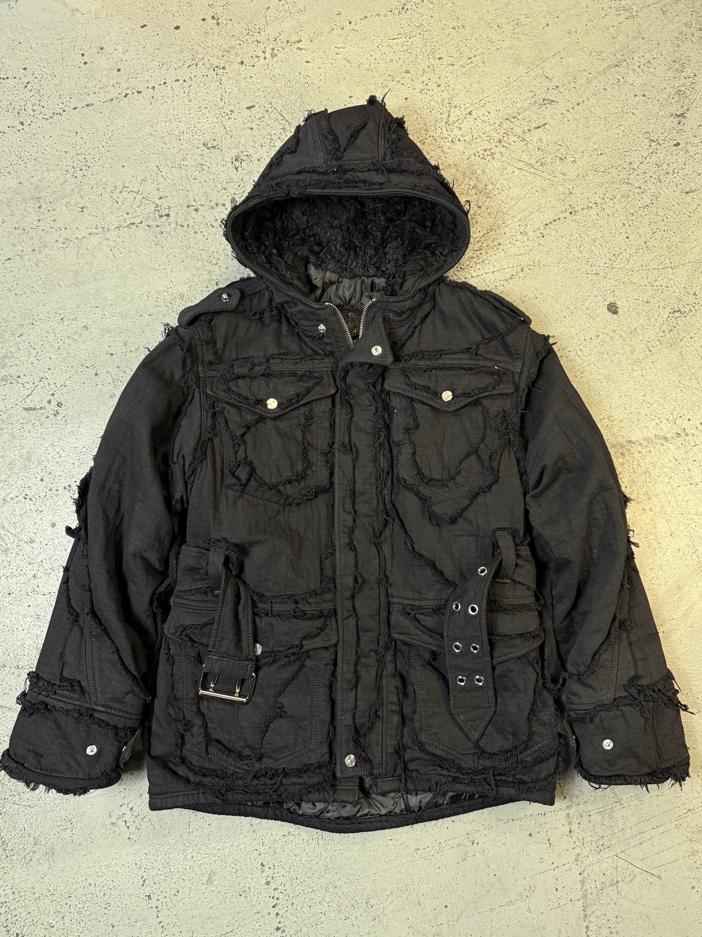 Cut-out parka jacket black
