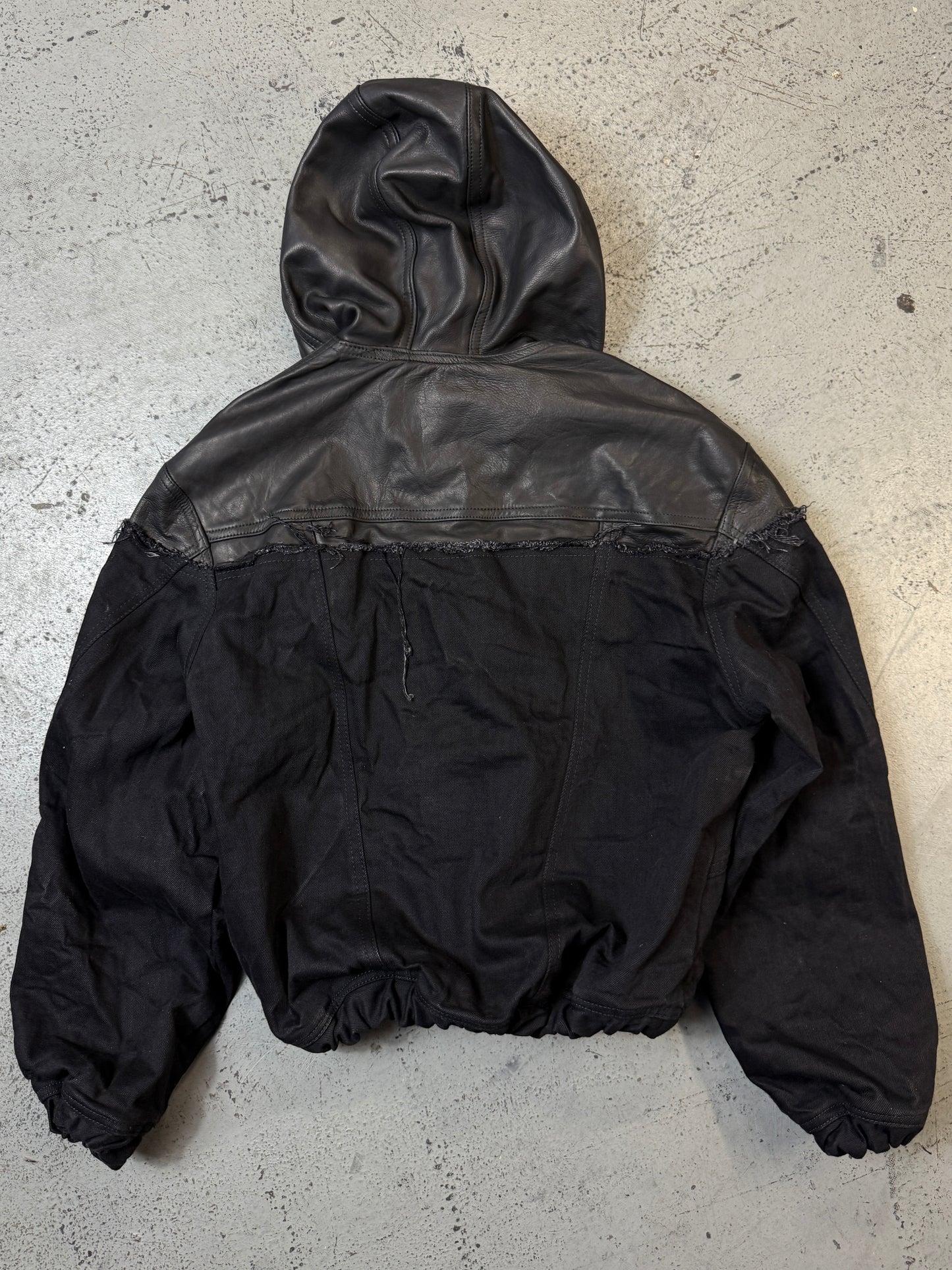 Leather dipped tactical bomber jacket