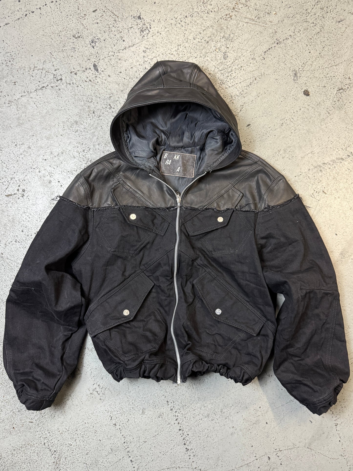 Leather dipped tactical bomber jacket