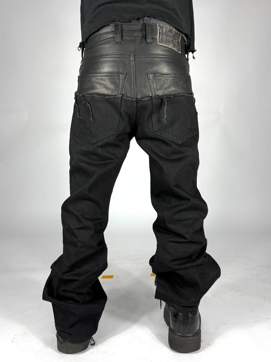 Leather dipped Selvedge Denim flared