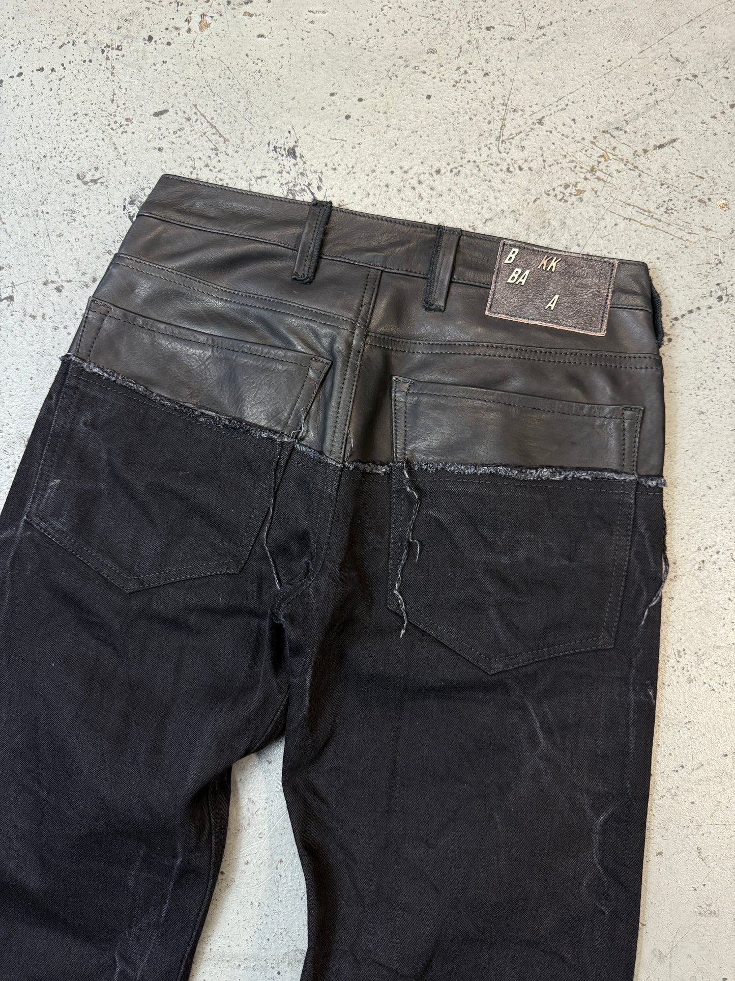 Leather dipped Selvedge Denim flare