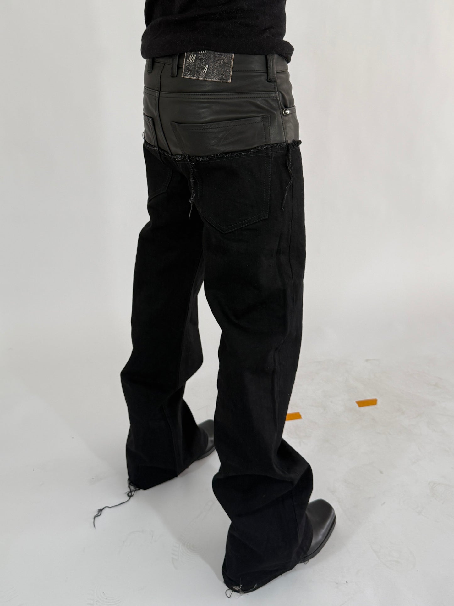 Leather dipped Selvedge Denim flared