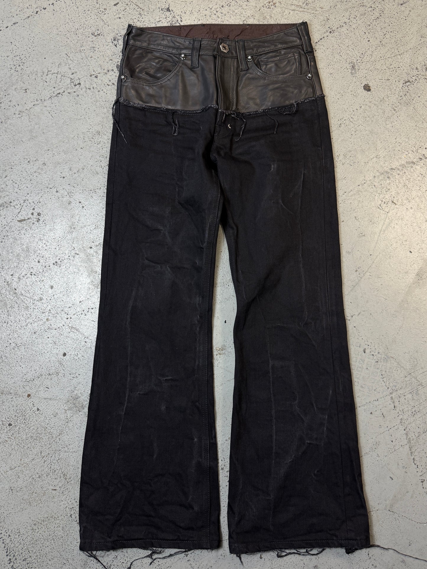 Leather dipped Selvedge Denim flare