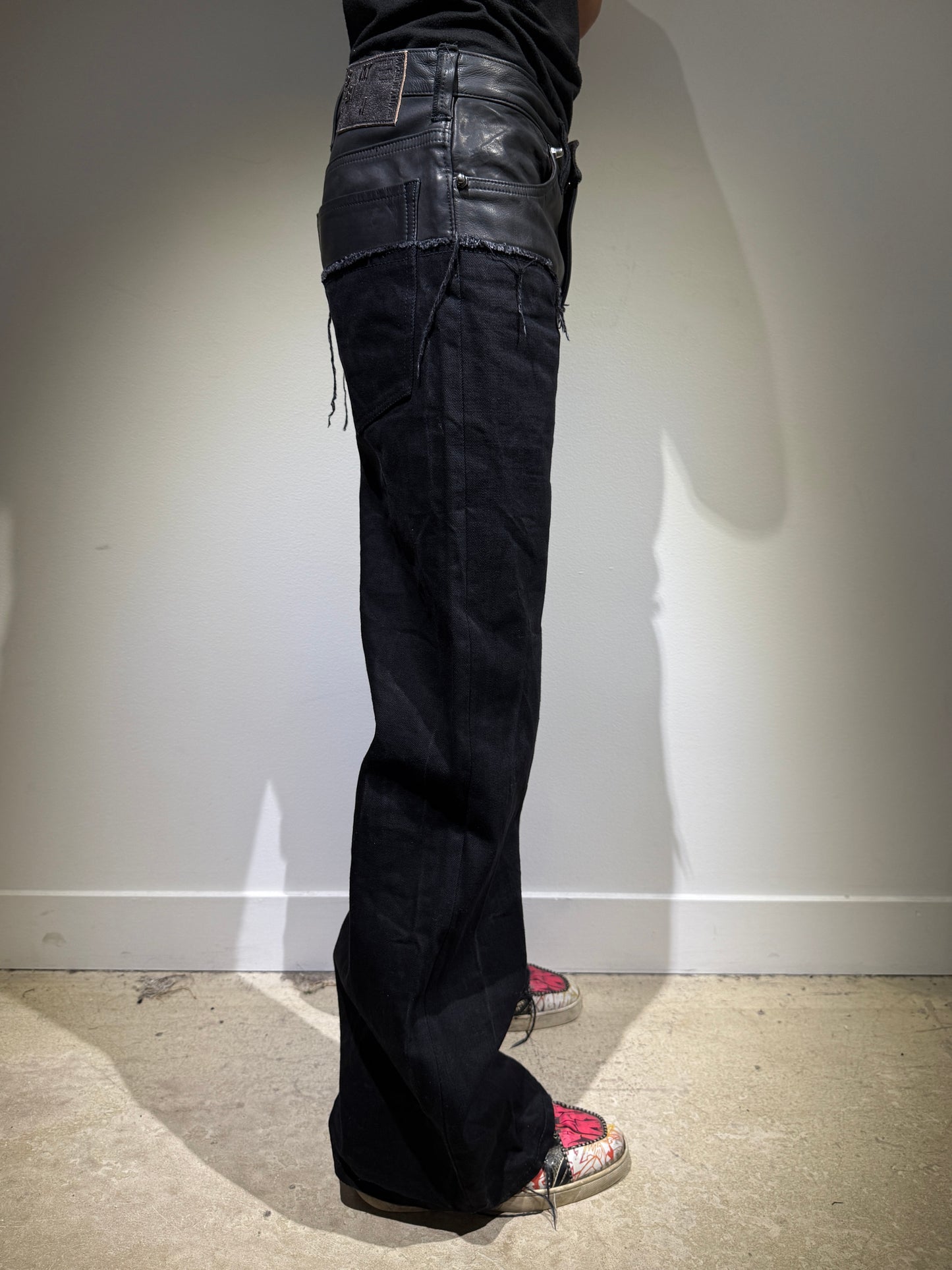 Leather dipped Selvedge Denim flare
