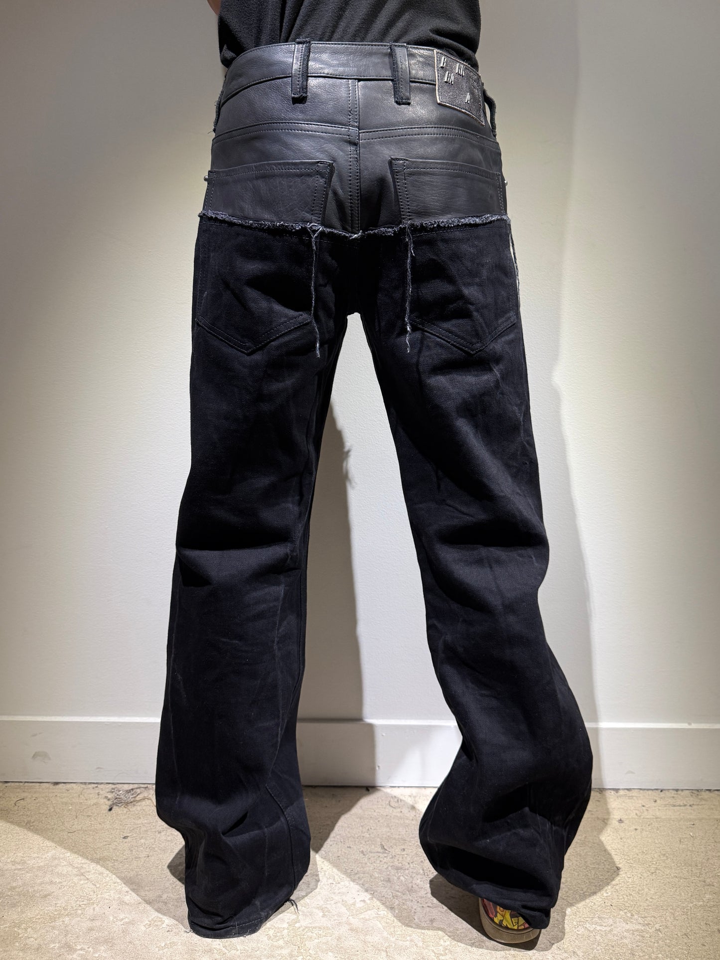 Leather dipped Selvedge Denim flare