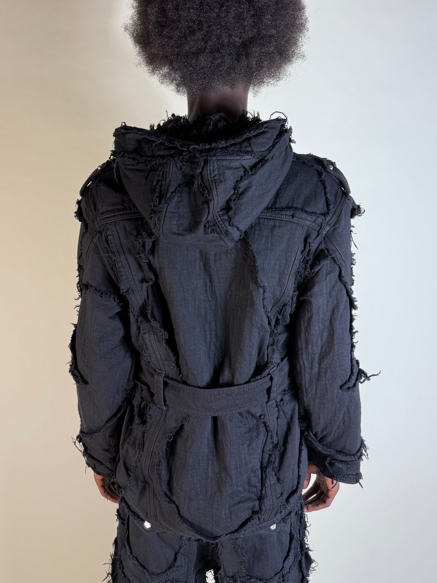Cut-out parka jacket black