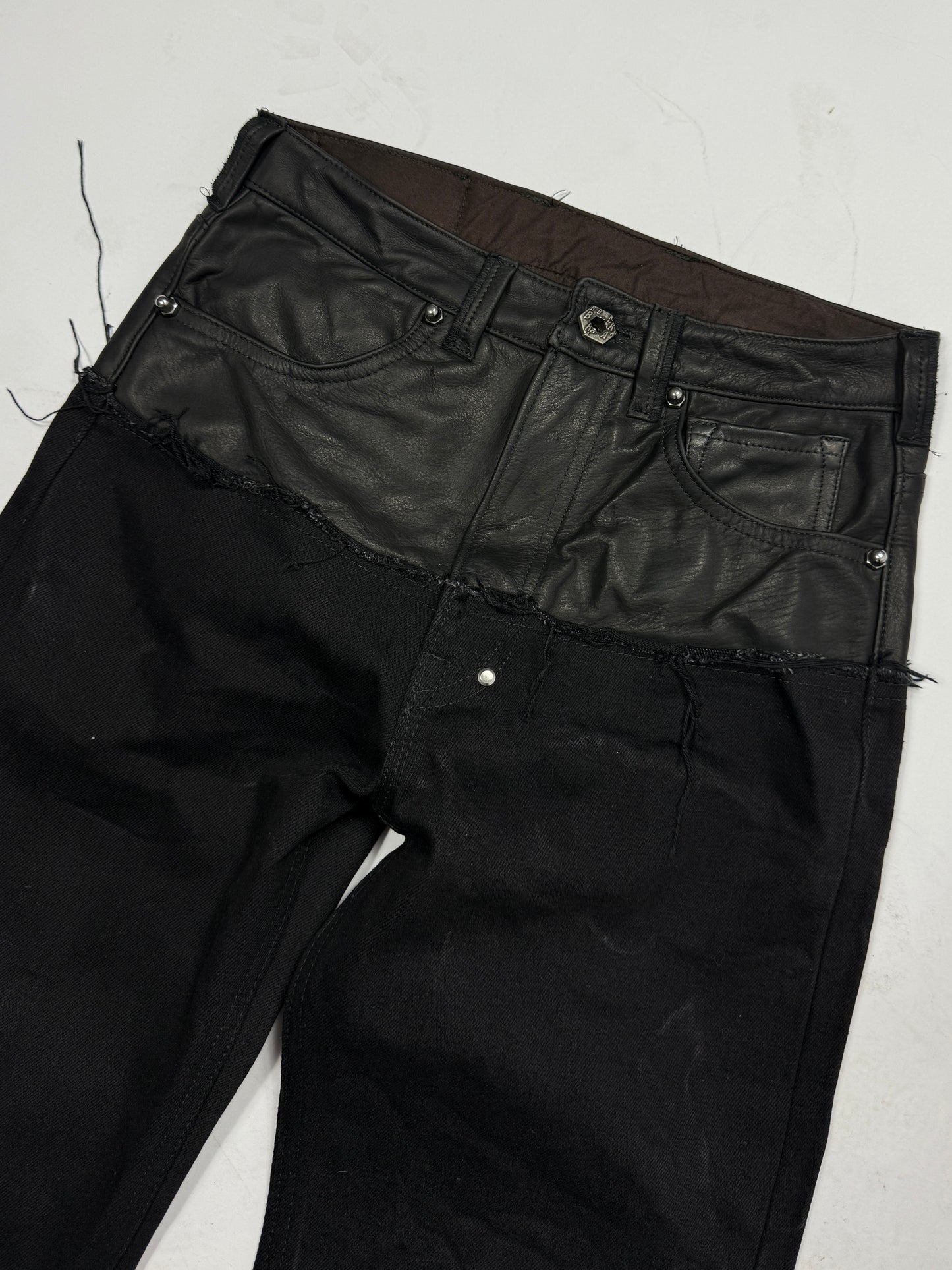 Leather dipped Selvedge Denim flared
