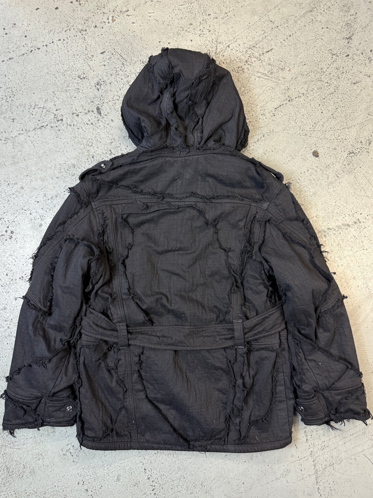 Cut-out parka jacket black