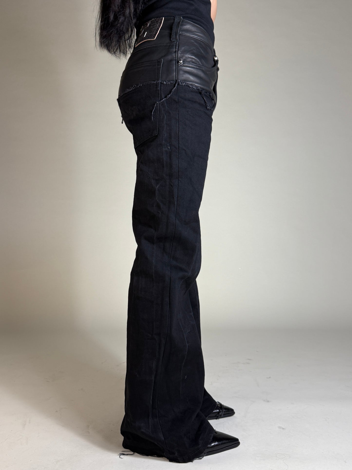 Leather dipped Selvedge Denim flare