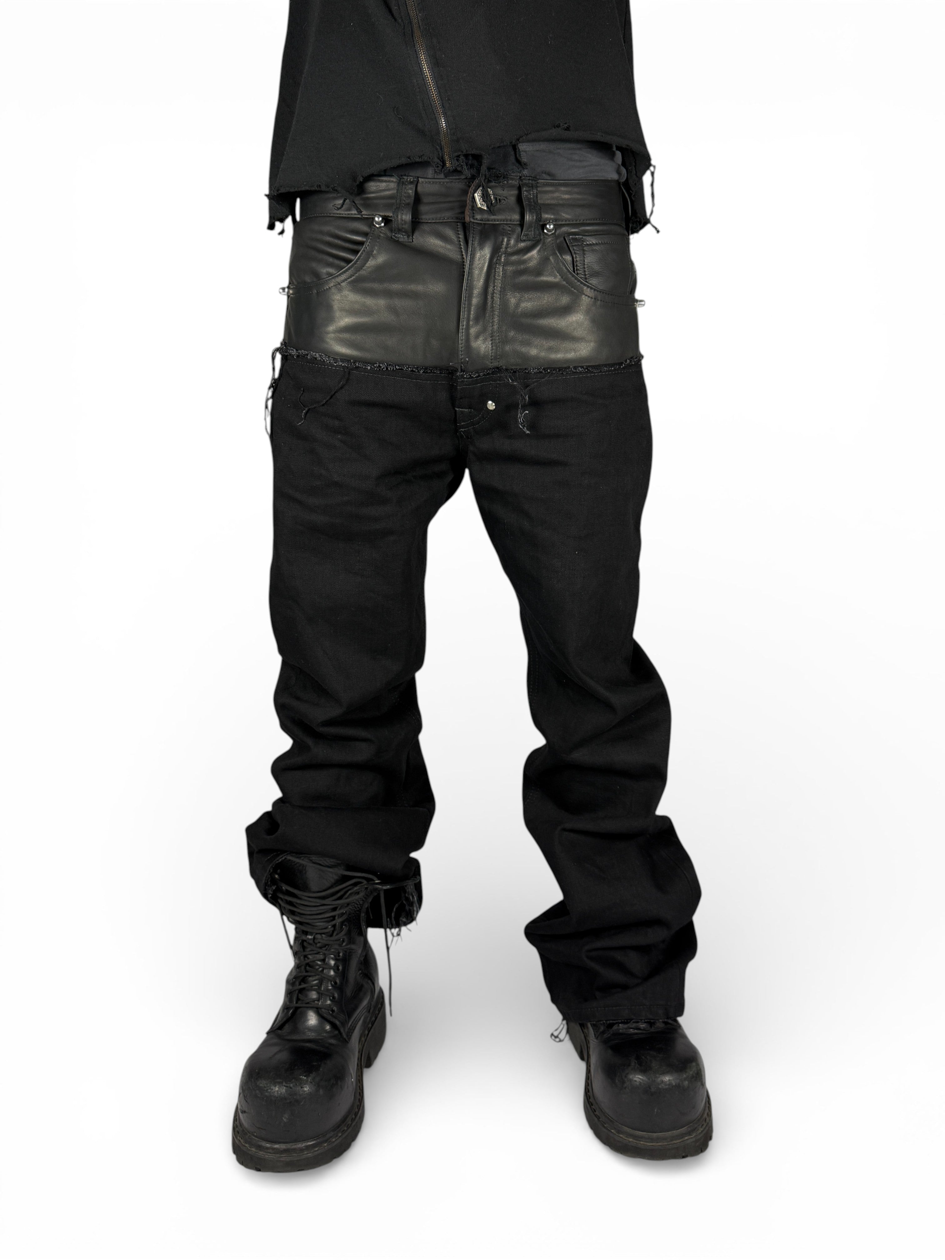 Leather dipped Selvedge Denim flared