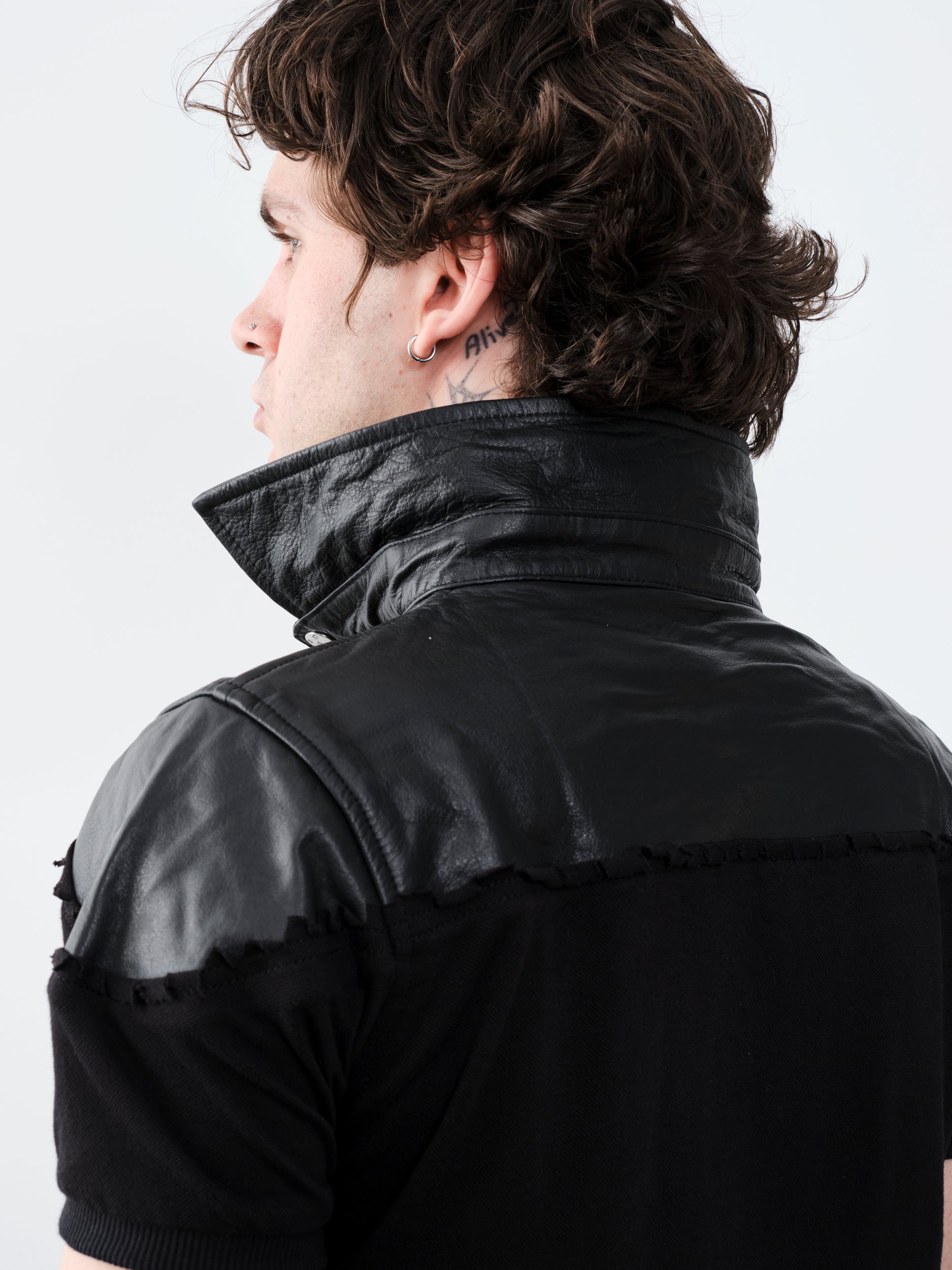 THE LEATHER DIPPED POLO BLACK
