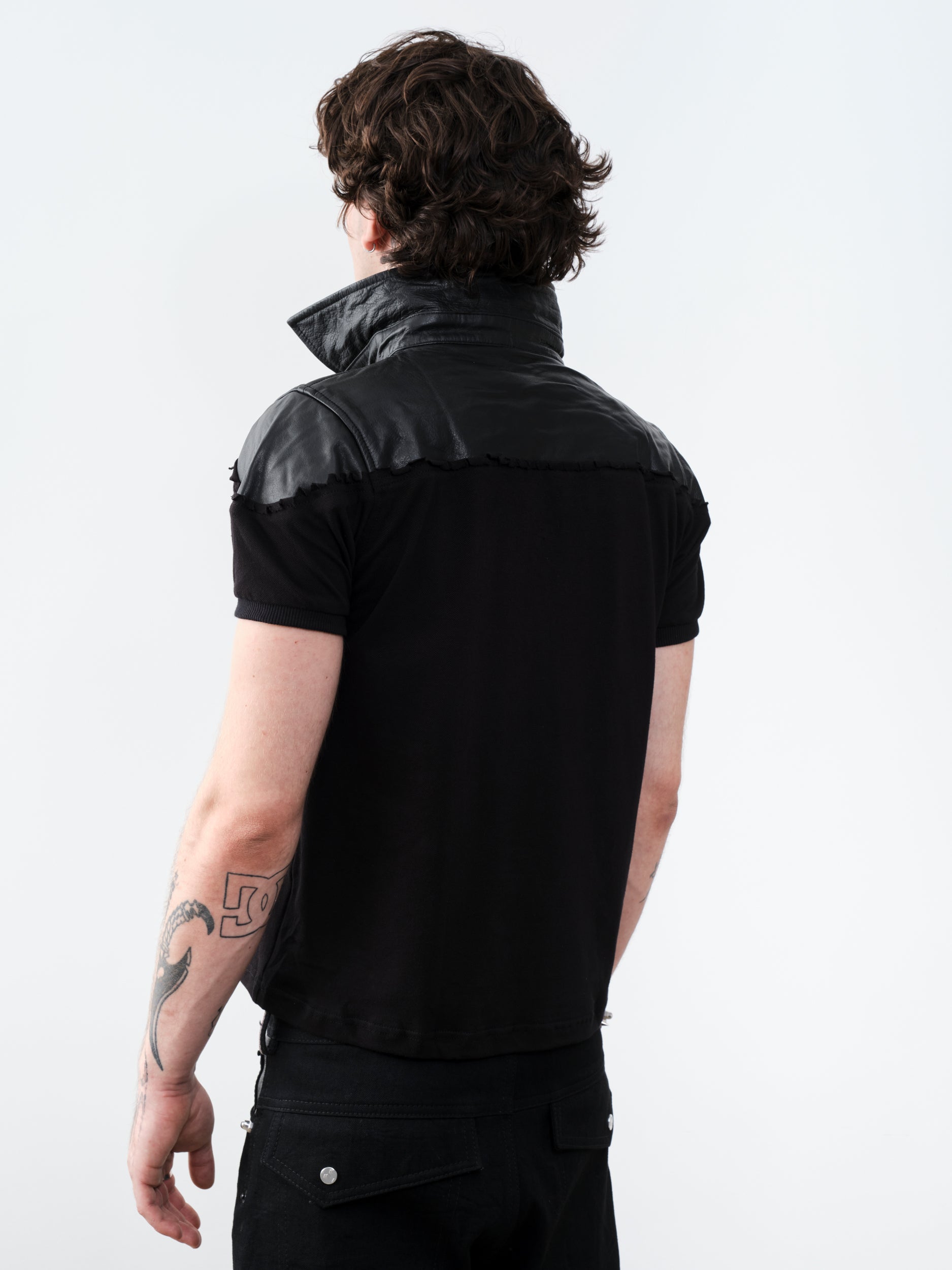 THE LEATHER DIPPED POLO BLACK