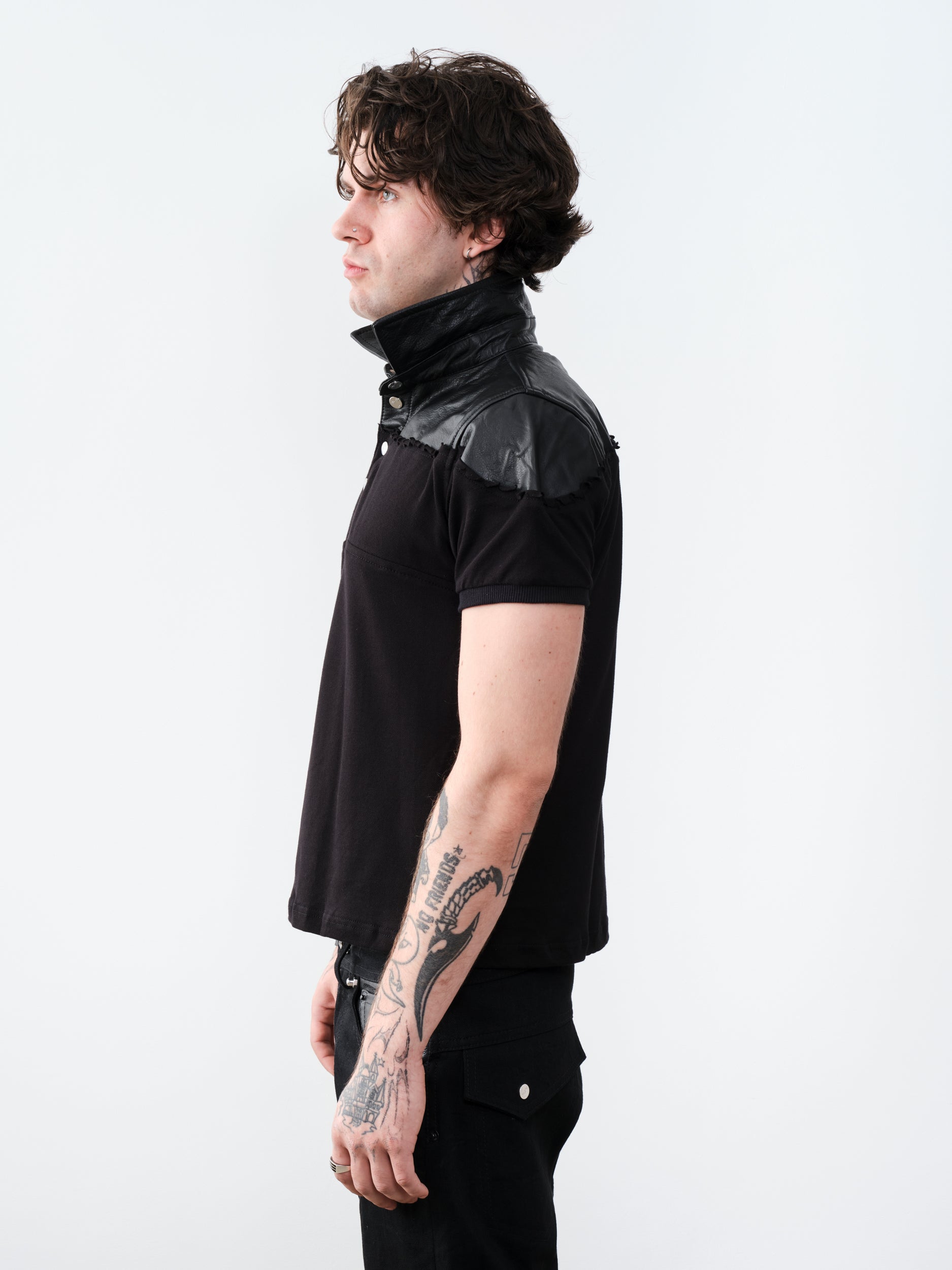 THE LEATHER DIPPED POLO BLACK