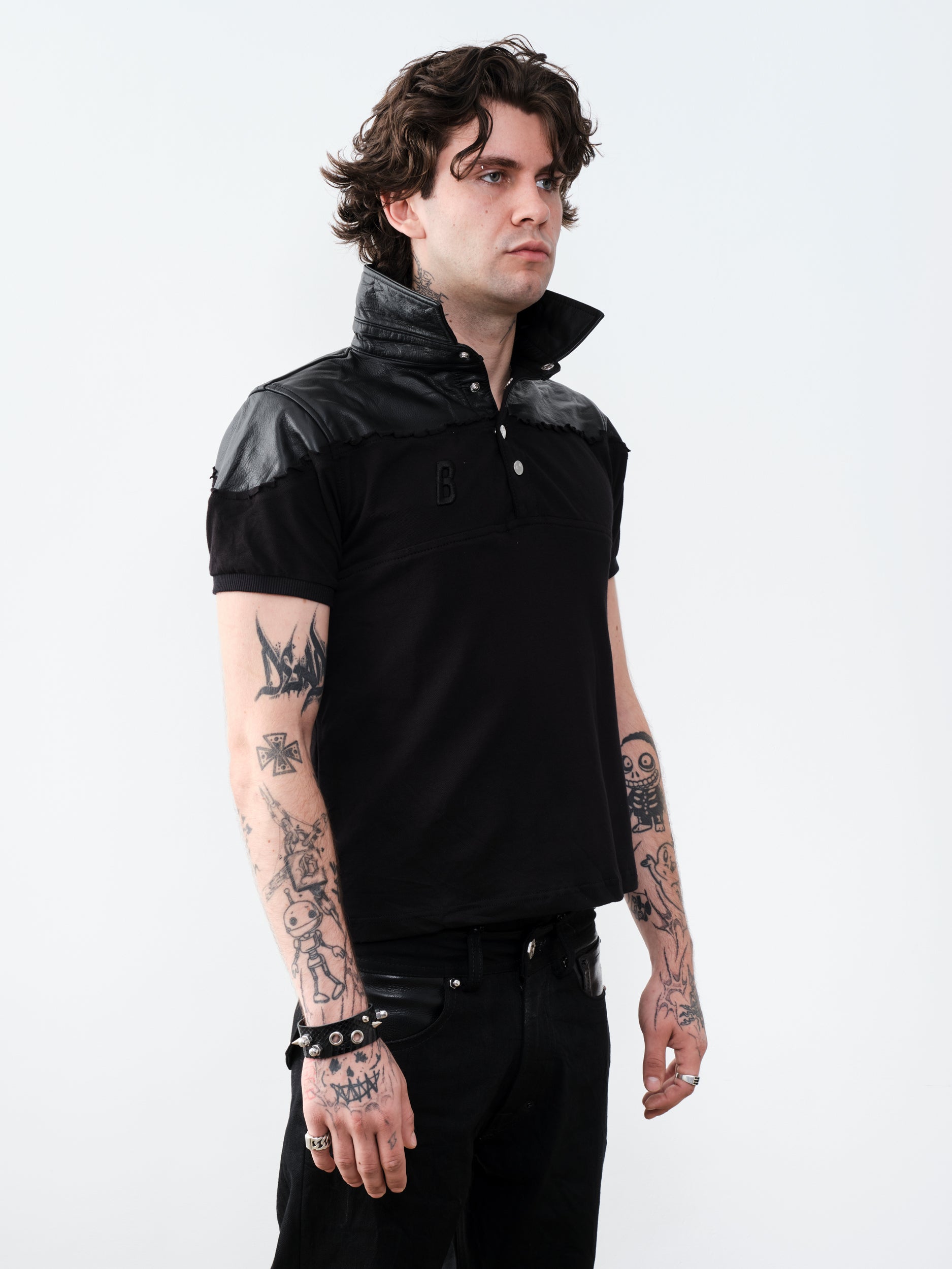 THE LEATHER DIPPED POLO BLACK